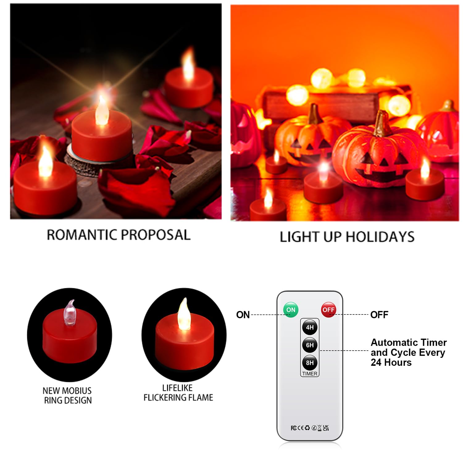 Xiangpeng Tea Light Candles With Remote Control,12Pack Flickering Flameless Led Candle,Long Lasting 400+Hours,Battery Operated W
