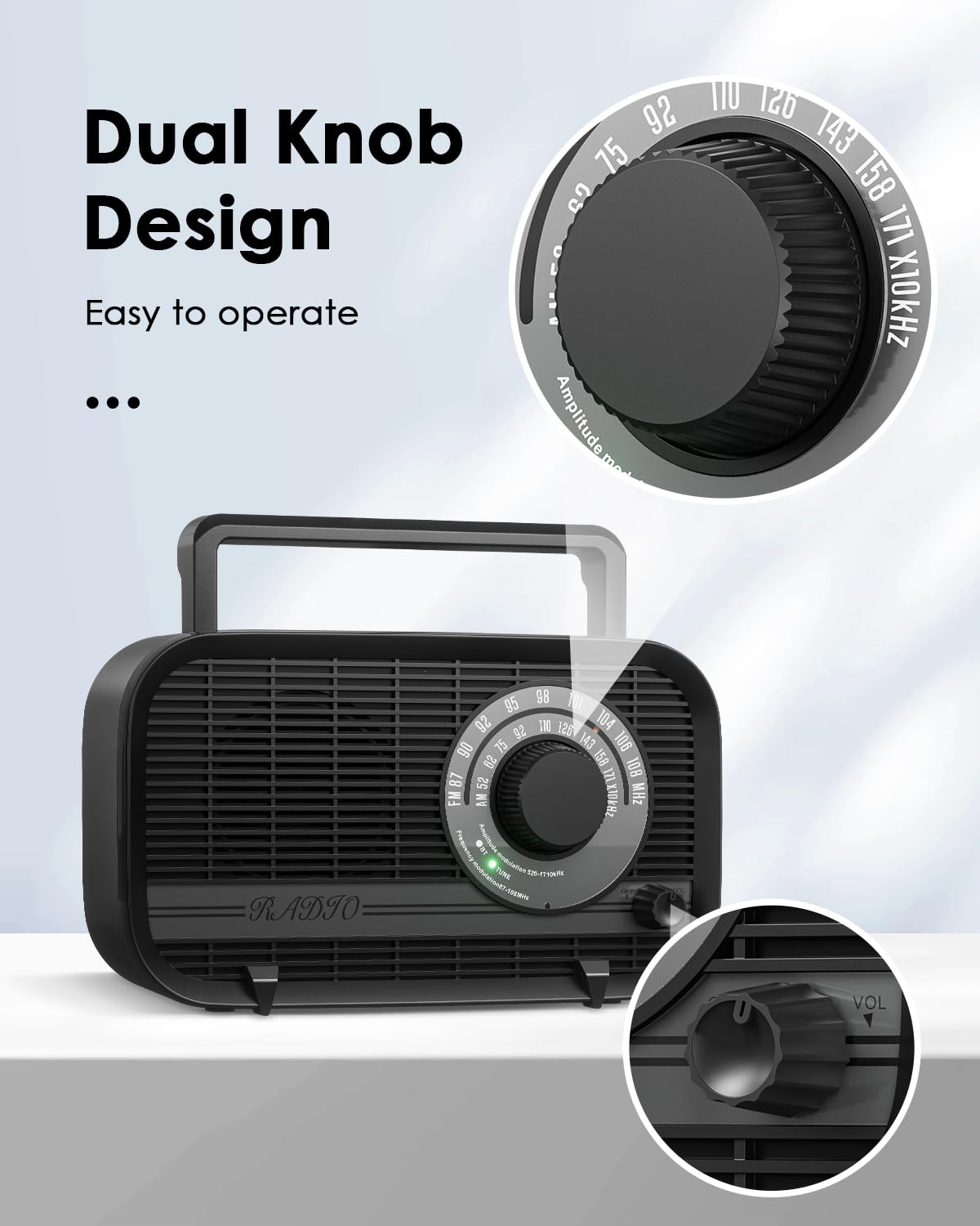 Audiocrazy Am Fm Radio Plug In Wall Or Battery Operated Radio With Best Reception,Portable Radio With Bluetooth,Transistor Radio