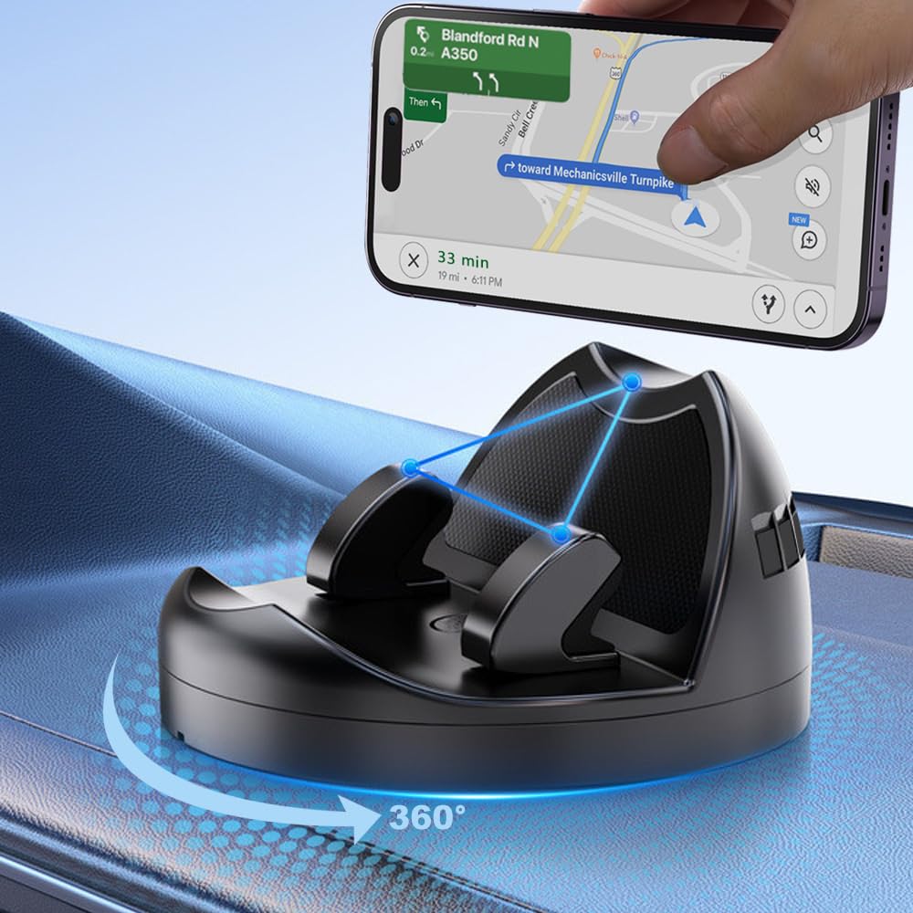 Jywybf Quick Install Dashboard Car Phone Holder, 360 Degree Rotation Car Phone Mount, Car Mount For Iphone Android, Car Dashboar