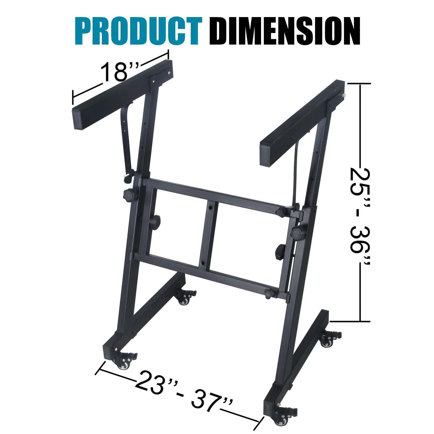 Gleam Keyboard Stand   Z Style Adjustable Heavy Duty Piano Stand With Wheels (Fits 54 88 Key Electric Pianos)