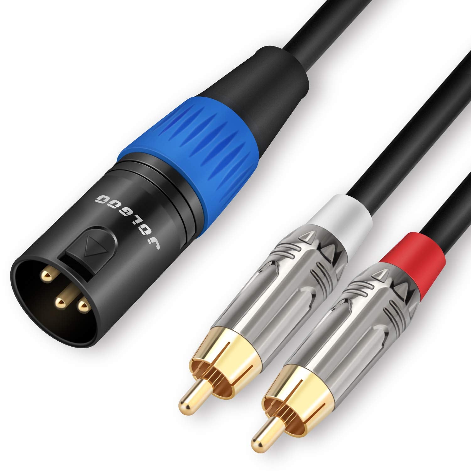 Jolgoo Unbalanced Dual Rca To Xlr Male Y Splitter Patch Microphone Cable, 1 Xlr Male To 2 Rca Male Y Adapter Cord Cable, 3.3 Fee