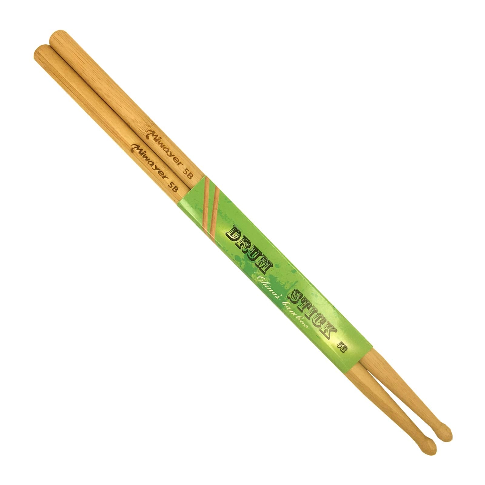 Miwayer 5B Bamboo Drumsticks 6'' Light Durable With Teardrop Shaped Tips Musical Instrument Percussion Accessories