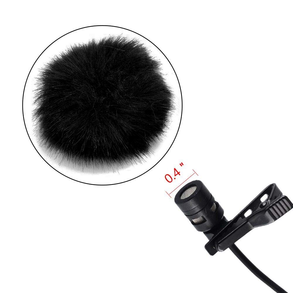 Lavalier Wind Muff 5 Pack Lapel Microphone Wind Muff 0.2/0.4 Inch Furry Lav Windscreen Windproof Wind Screen (0.4Inch, Black)