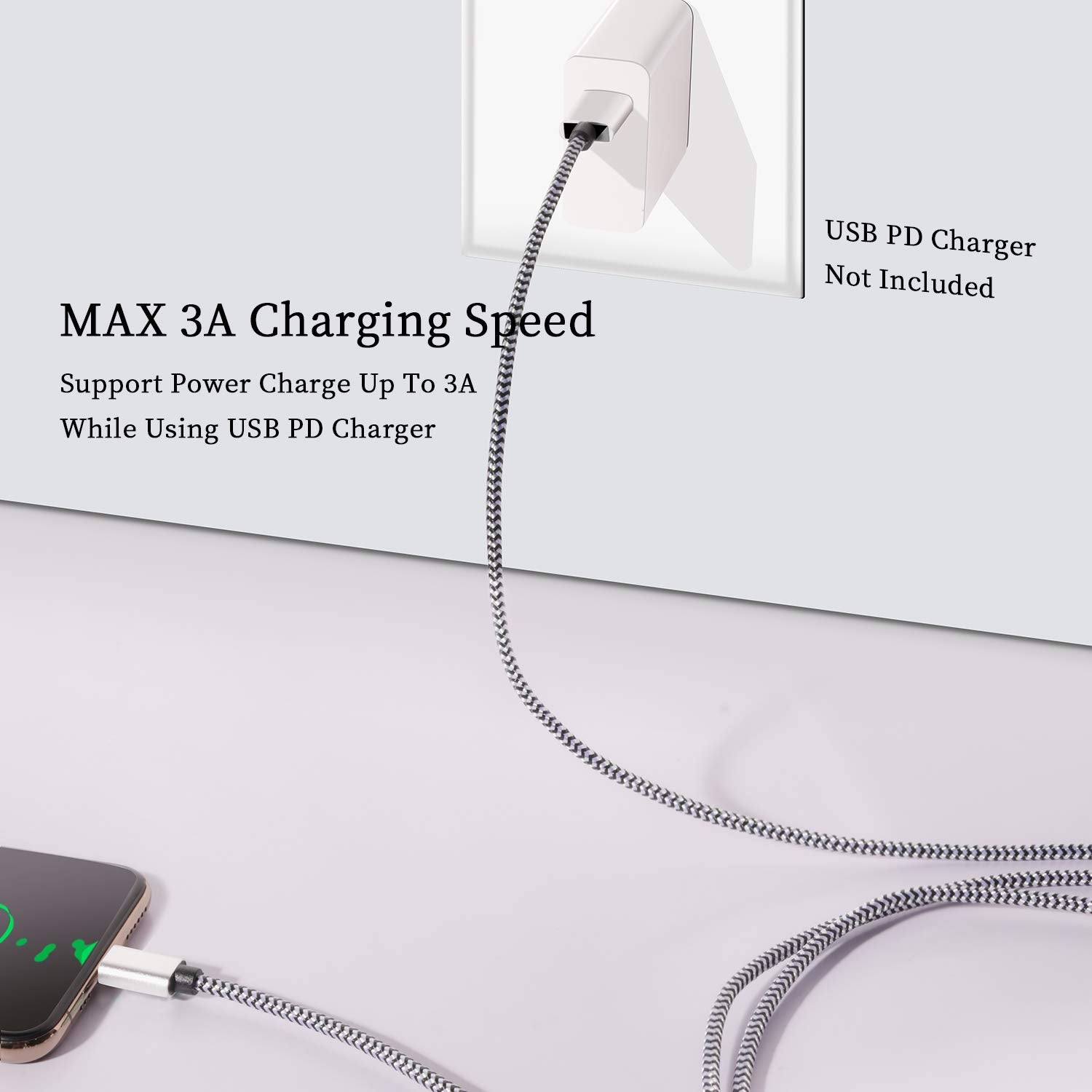 Qqlike Usb Type C Cable, 5 Pack (6Ft) Nylon Braided Usb C Cables 3A Fast Charging Charger For Samsung Galaxy S9/S8 Note8/9 20 10
