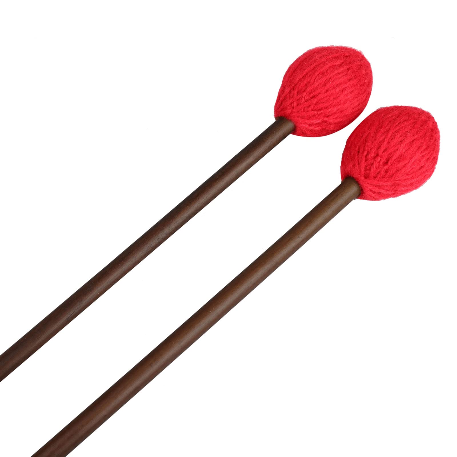 Mr.Power Marimba Mallets Wood Handle Yarn Head with Maple Handle, Bass Percussion instruments Sticks (Medium Hard Yarn Head, Red