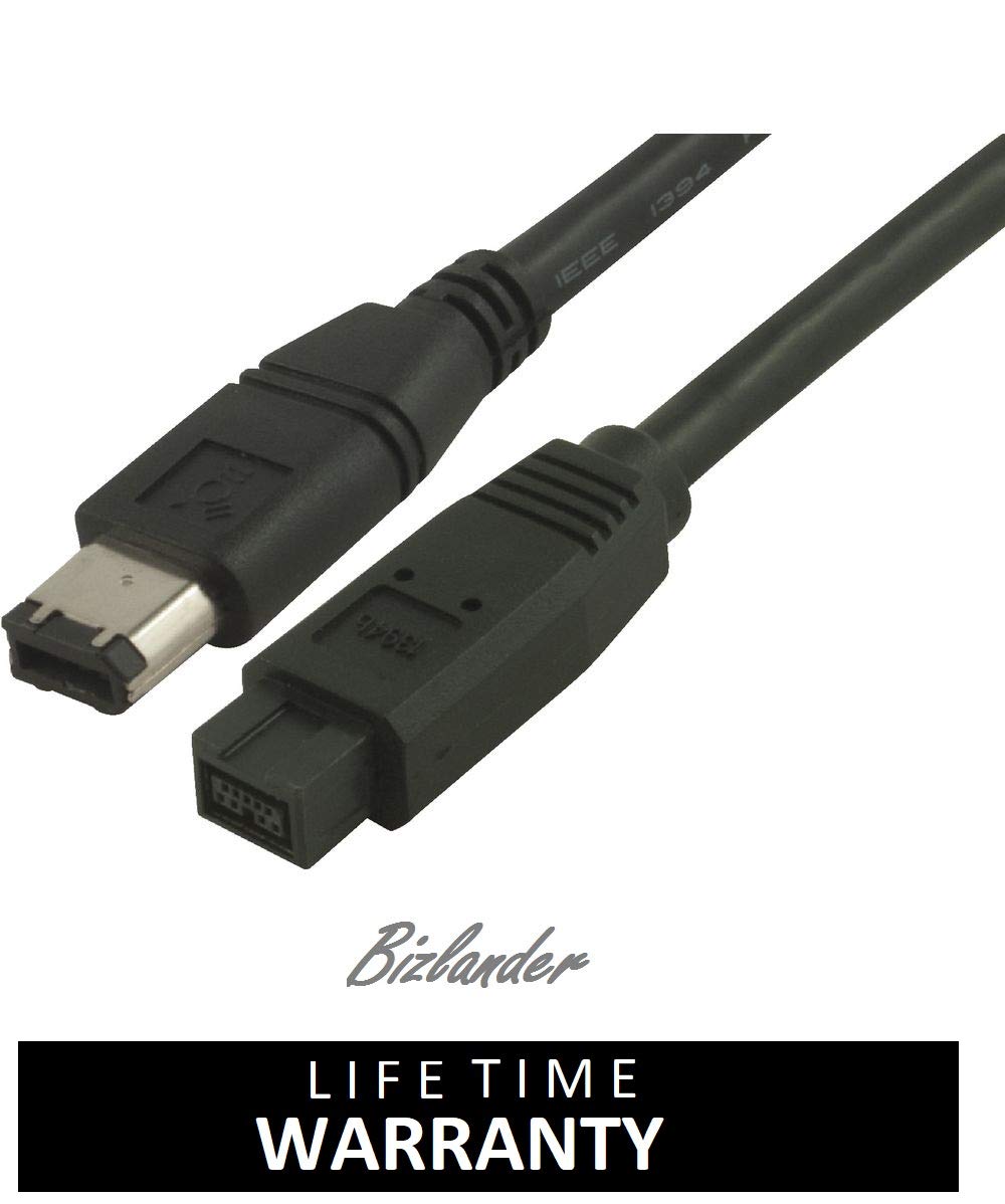 Bizlander Premium Firewire Cable 800,Ieee1394B, 6Ft (1.8M) Balck 9 Pin To 6 Pin Male For Printer, Pc, Scanner, Dvd Player,Compactible And Audio Equipments