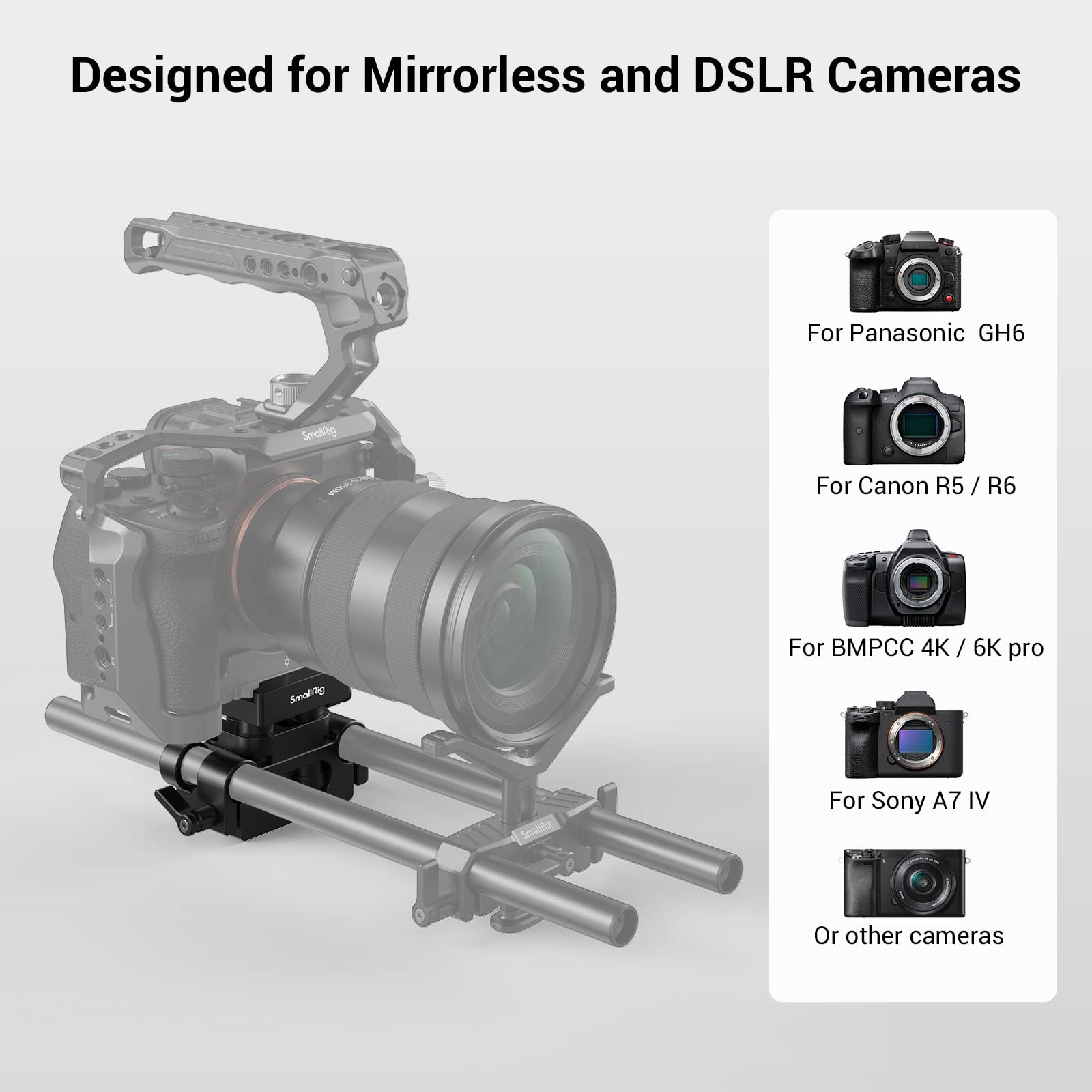 Smallrig Universal 15Mm Rail Support System With 15Mm Rod Clamp And Quick Release Plate   2272