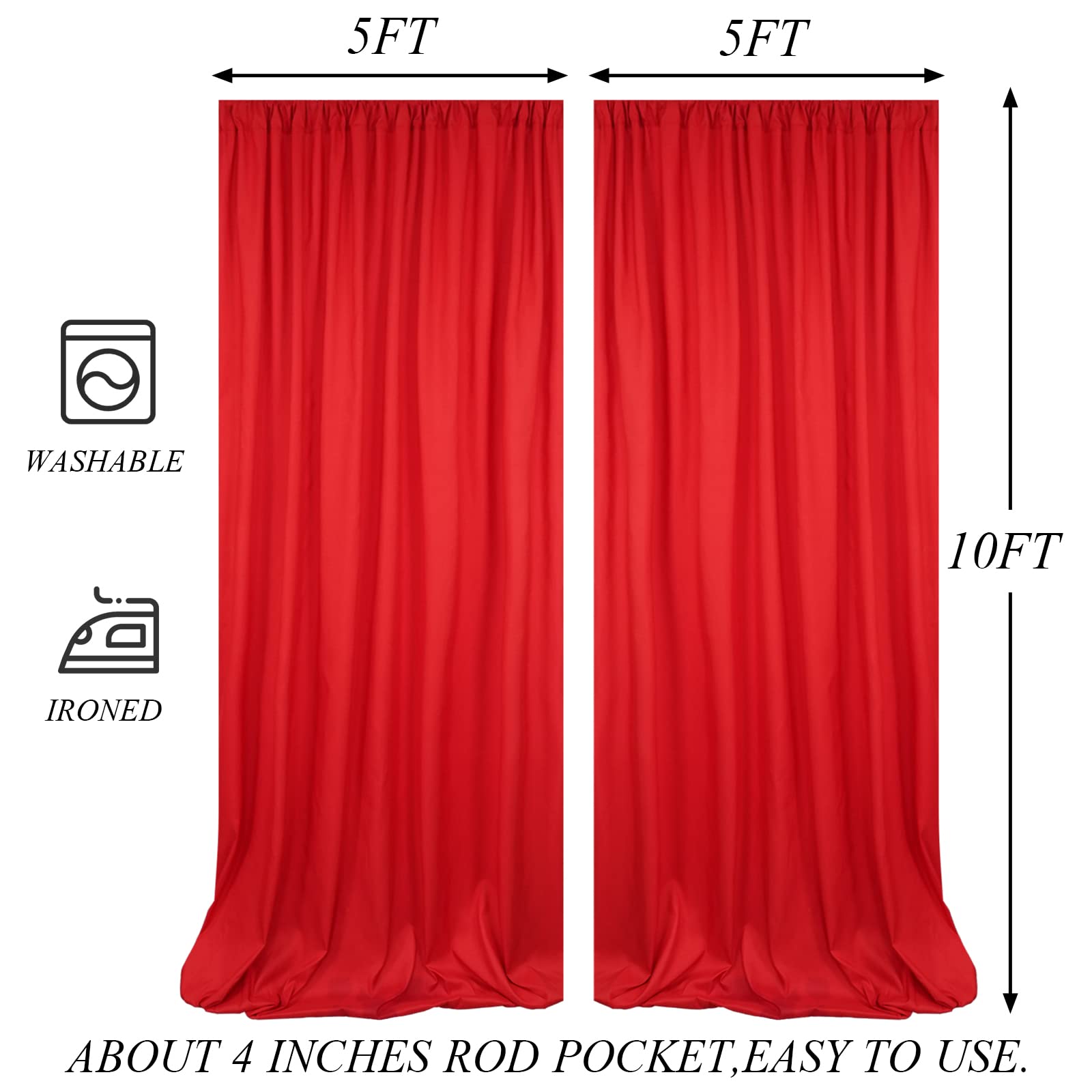 10X10Ft Red Backdrop Curtains For Parties   Red Backdrop Curtain For Baby Shower Birthday Photo Home Party Curtains Backdrop 5X1