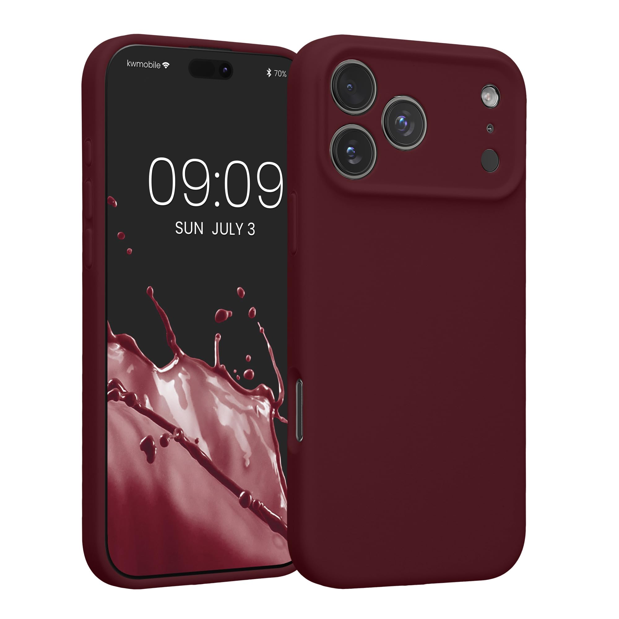 kwmobile Case Compatible with Apple iPhone 17 Pro Max Case - Slim TPU Silicone Phone Cover - Soft Touch Finish - Bordeaux Violet