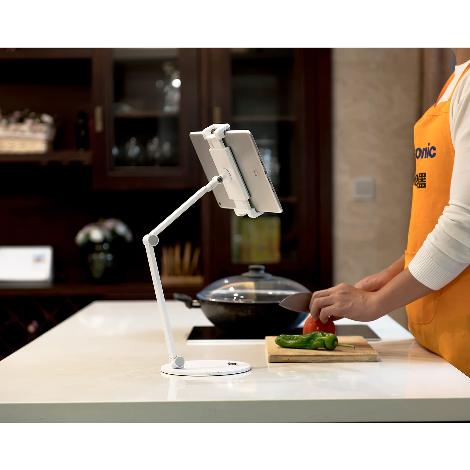 Kabcon Tablet Stand,Tightness Adjustable 360Rotatable Multi Angle Eye Level Aluminum Solid Long Arm Tablets Stands For Ipad Pro