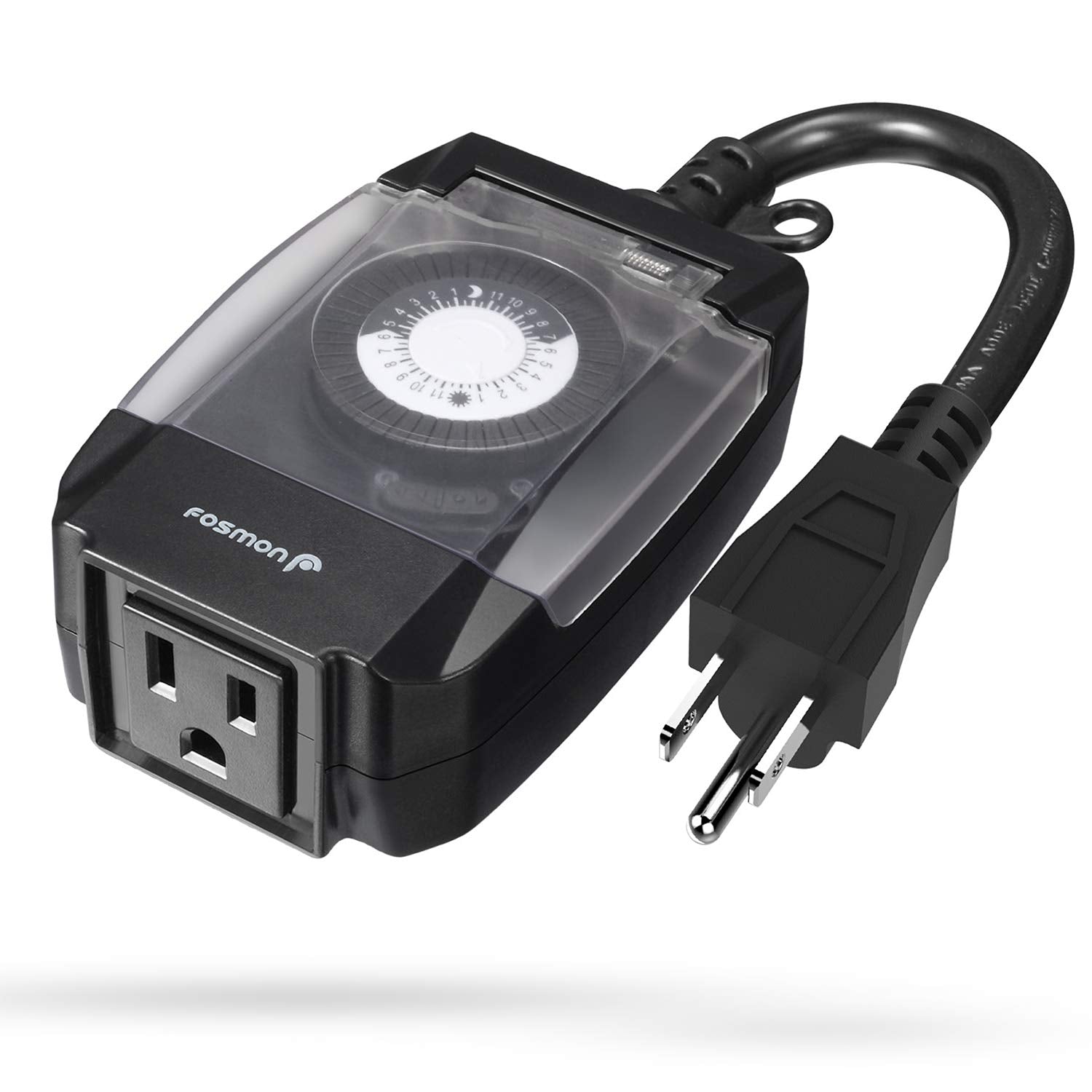 Fosmon Outdoor Light Timer Outlet Waterproof, 24 Hour Plug in Mechanical Pool Pump Timer Weatherproof, 3-Prong, Grounded, Heavy 