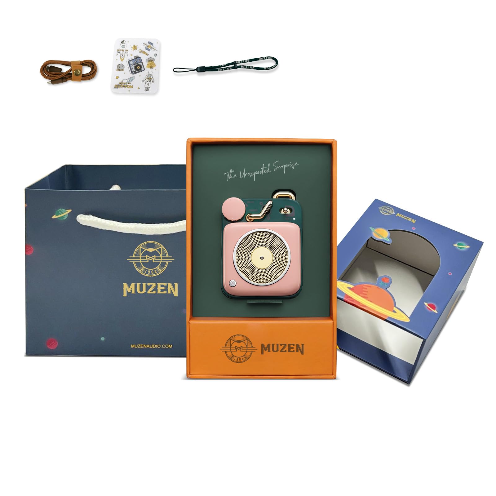 Muzen Mini Bluetooth Speaker, Button Portable Metal Small Cute Wireless Speaker, Rechargeable Hifi Loud Volume Audio Speaker With Portable Lanyard And Gift Box, Classic Retro Decor