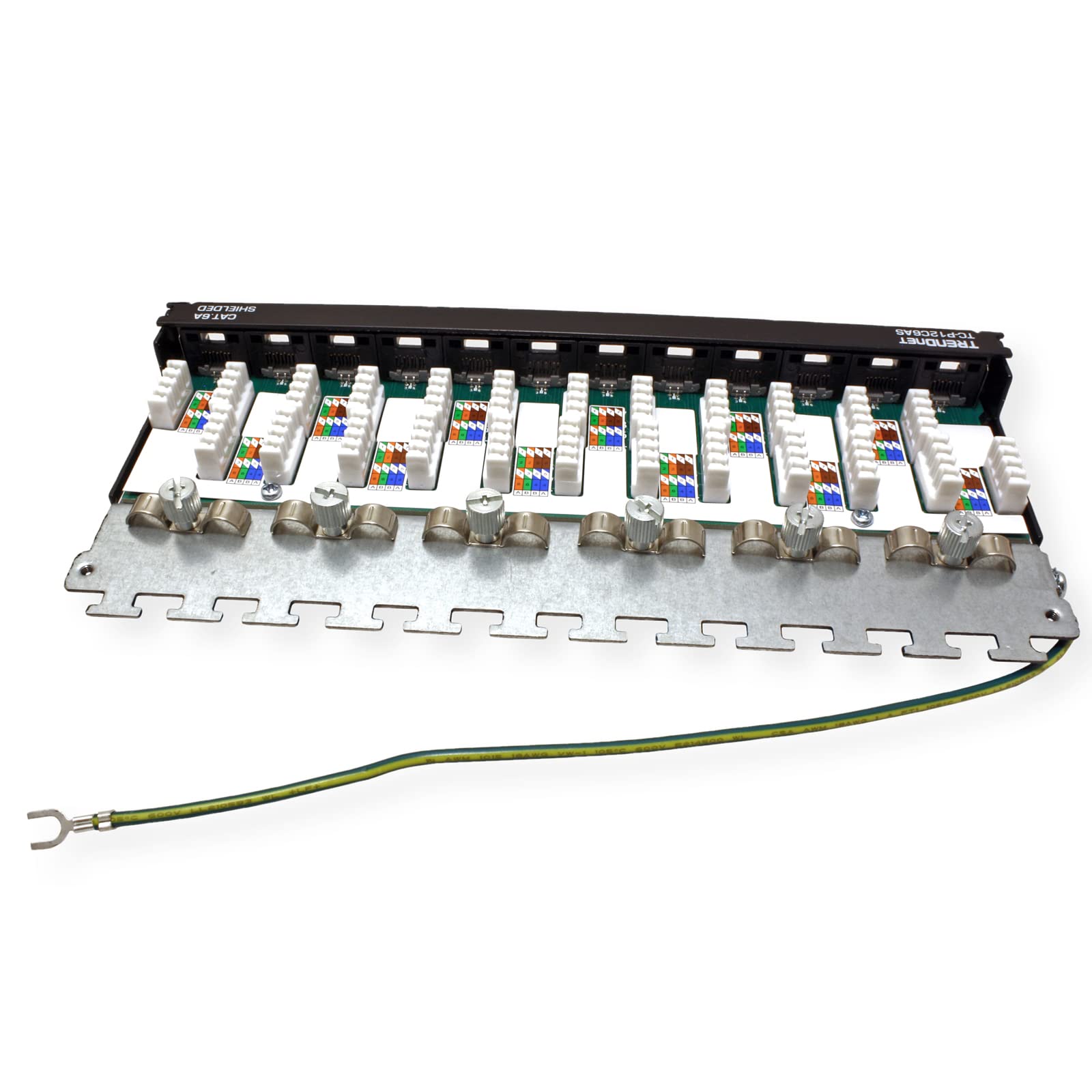Trendnet 12 Port Cat6A Shielded Patch Panel, 10G Ready, Cat5E,Cat6,Cat6A Compatible, Metal Housing, Color Coded Labeling For T568A And T568B Wiring,Cable Management,Wall Mountable, Black,Tc P12C6As