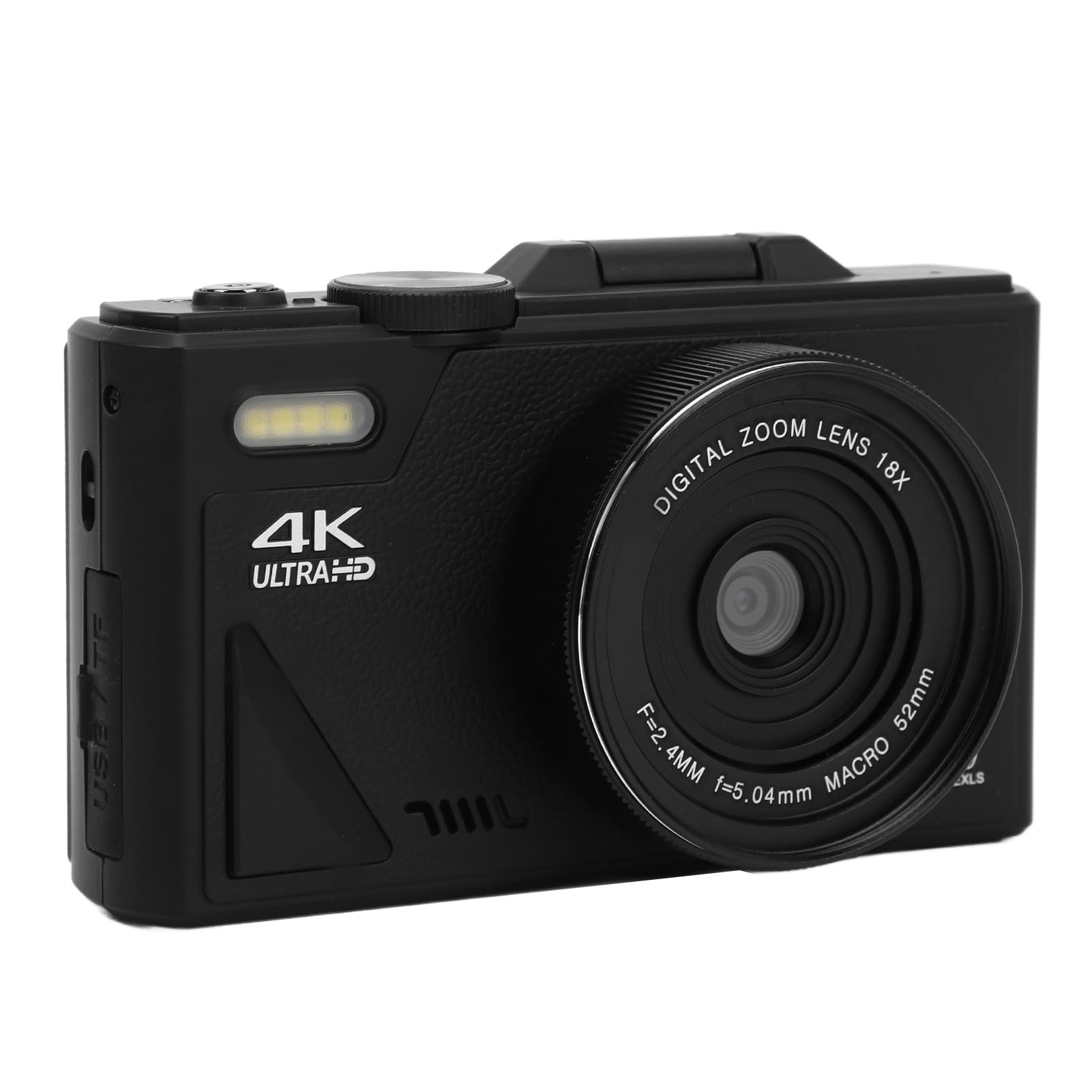 Digital Camera, 64MP 4K UHD Vlogging Camera with 3 Inch Flip Screen, 18X Digital Zoom, Anti Shake, Autofocus, Webcam Function, R