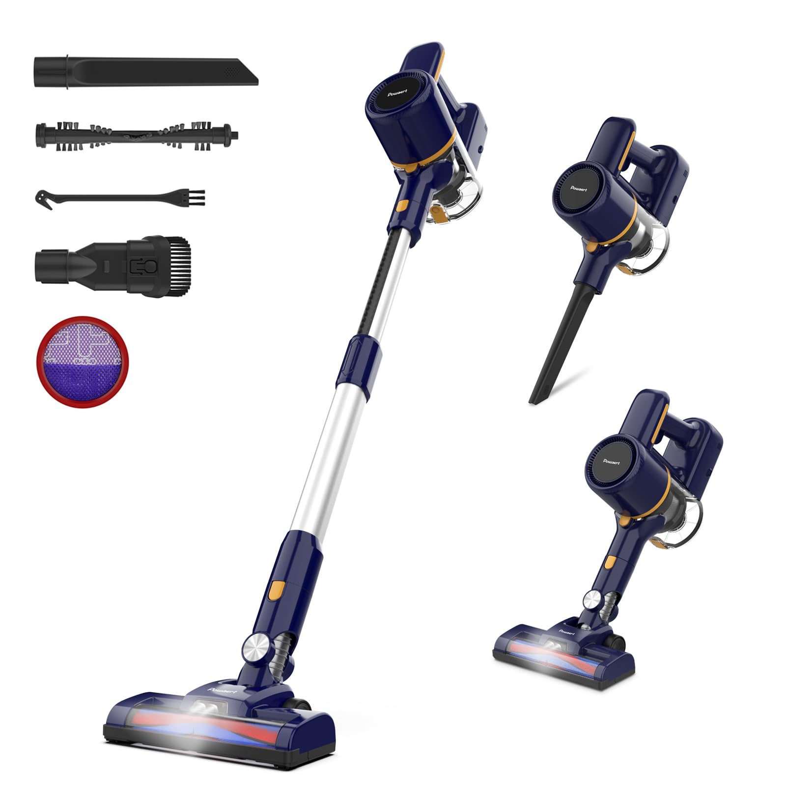 Powaert Cordless Vacuum Cleaner, 6-In-1 Multifunction Cordless Vacuum, 210W Powerful Vacuum Cleaner, 6 Cell 2200Mah Stick Vacuum
