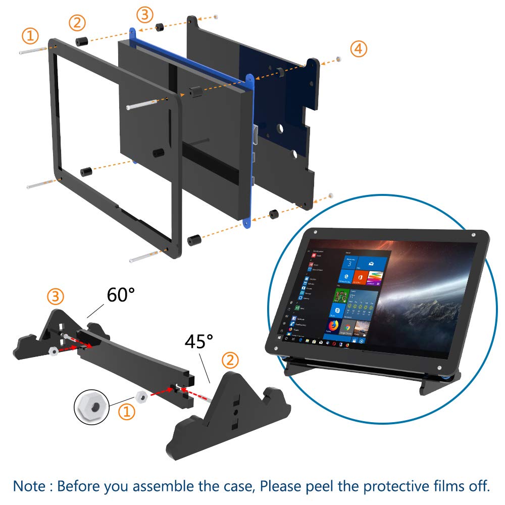 7 Inch Touch Screen Monitor For Raspberry Pi, Portable Ips Display Hdmi 1024 * 600 Touchscreen With Acrylic Case, Second Monitor