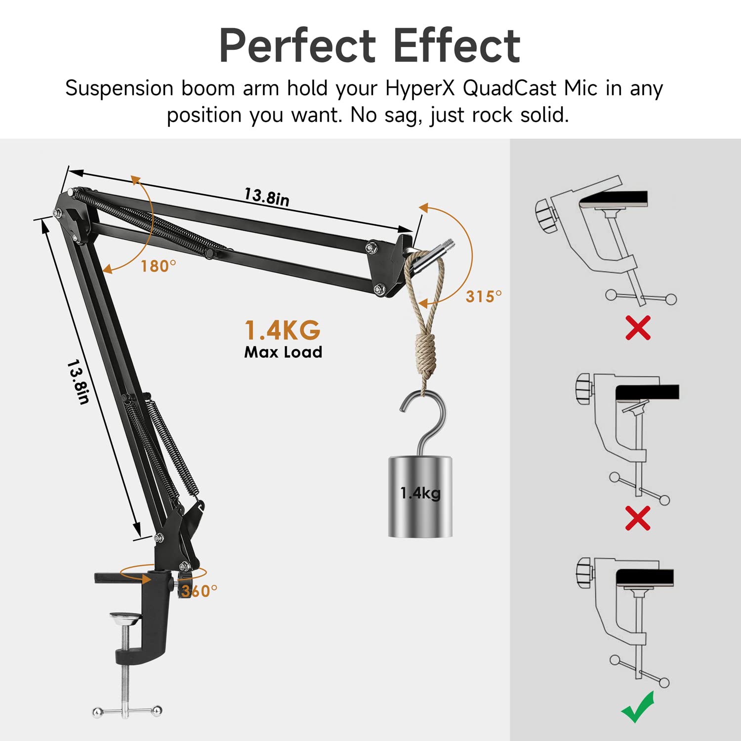 For Hyperx Quadcast Boom Arm - Upgraded Mic Stand With Reduce Wind Noises Mic Cover, Adjustable Scissor Mic Arm For Hyperx Quadc
