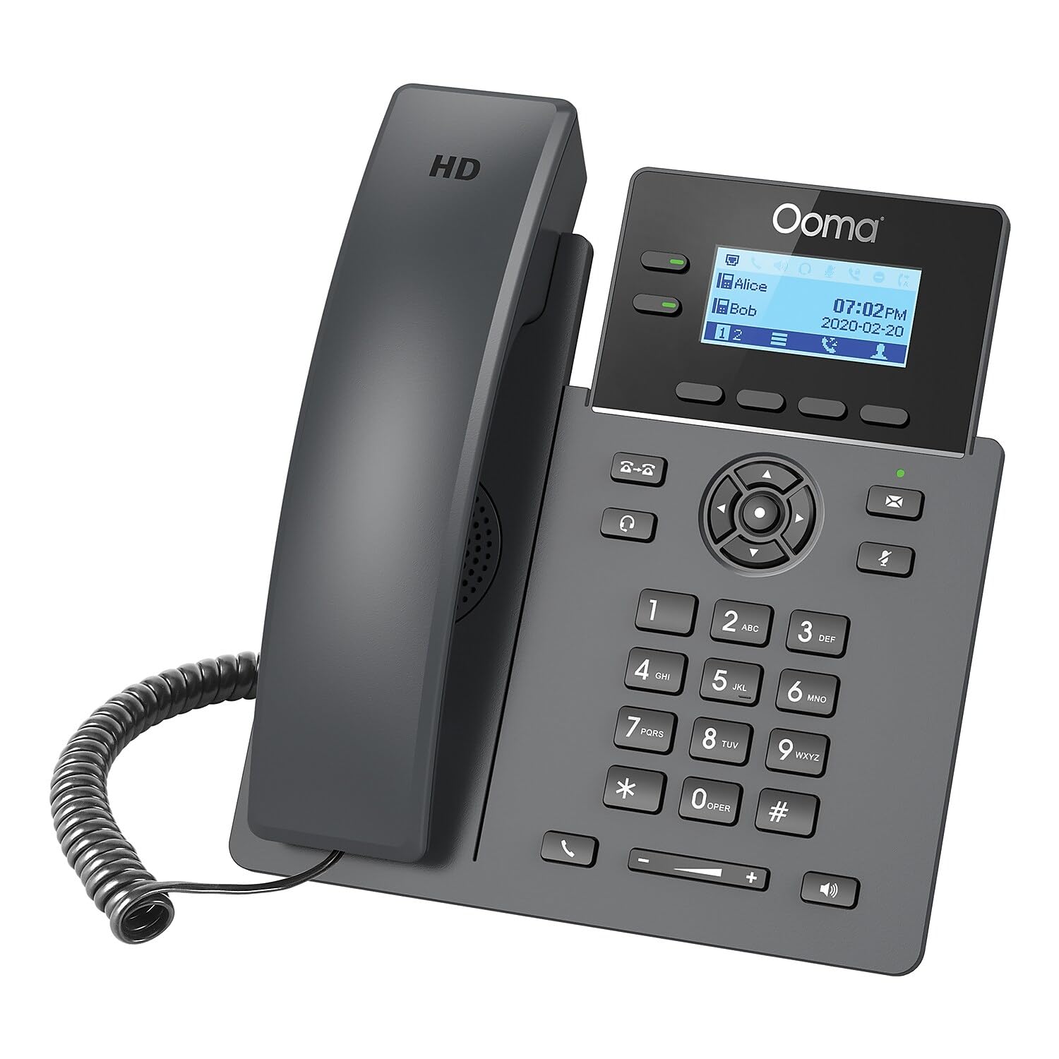 Ooma 2 Line Voip Phone With Digital Answering, Black (Ooma2602W)