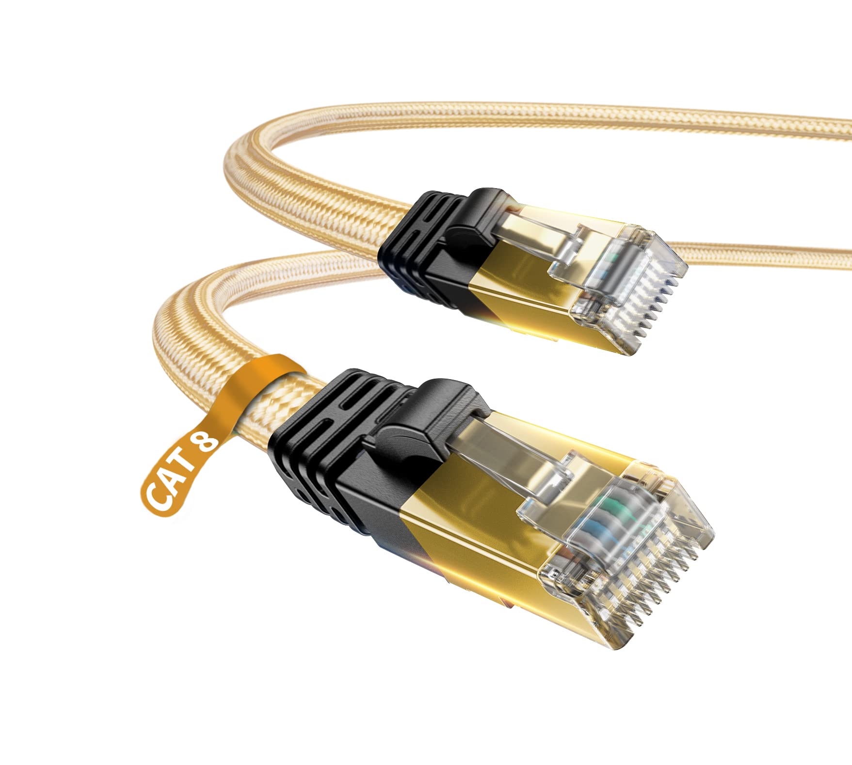 DanYee Cat 8 Ethernet Cable, Nylon 100ft CAT8 High Speed Professional Gold Plated Plug STP Wires CAT 8 RJ45 Ethernet Cable 3ft 1