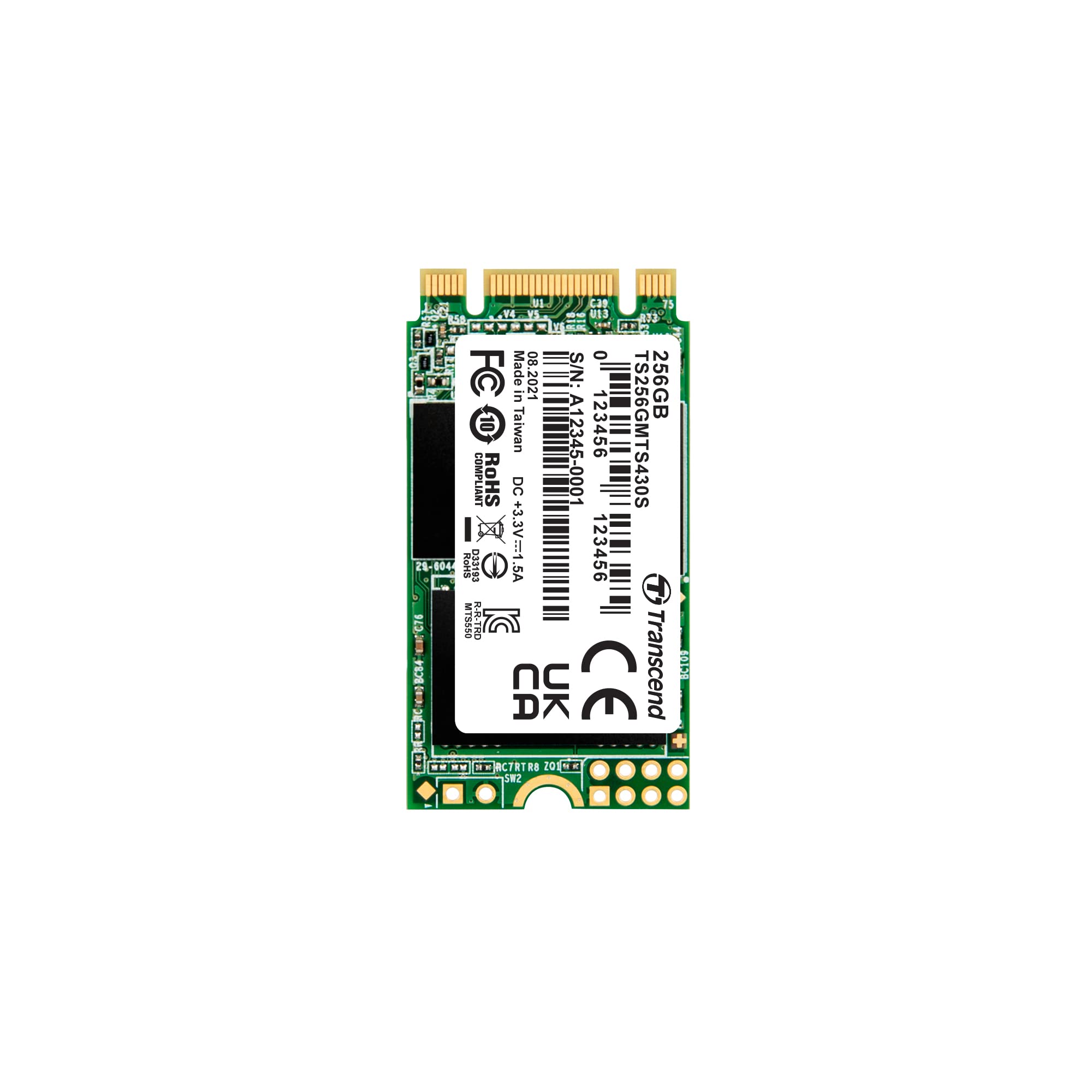 Transcend 128GB MTS430S M.2 2242 SATA3 SSD, Internal Solid State, Compatible with Laptop & PC Desktop   TS128GMTS430S