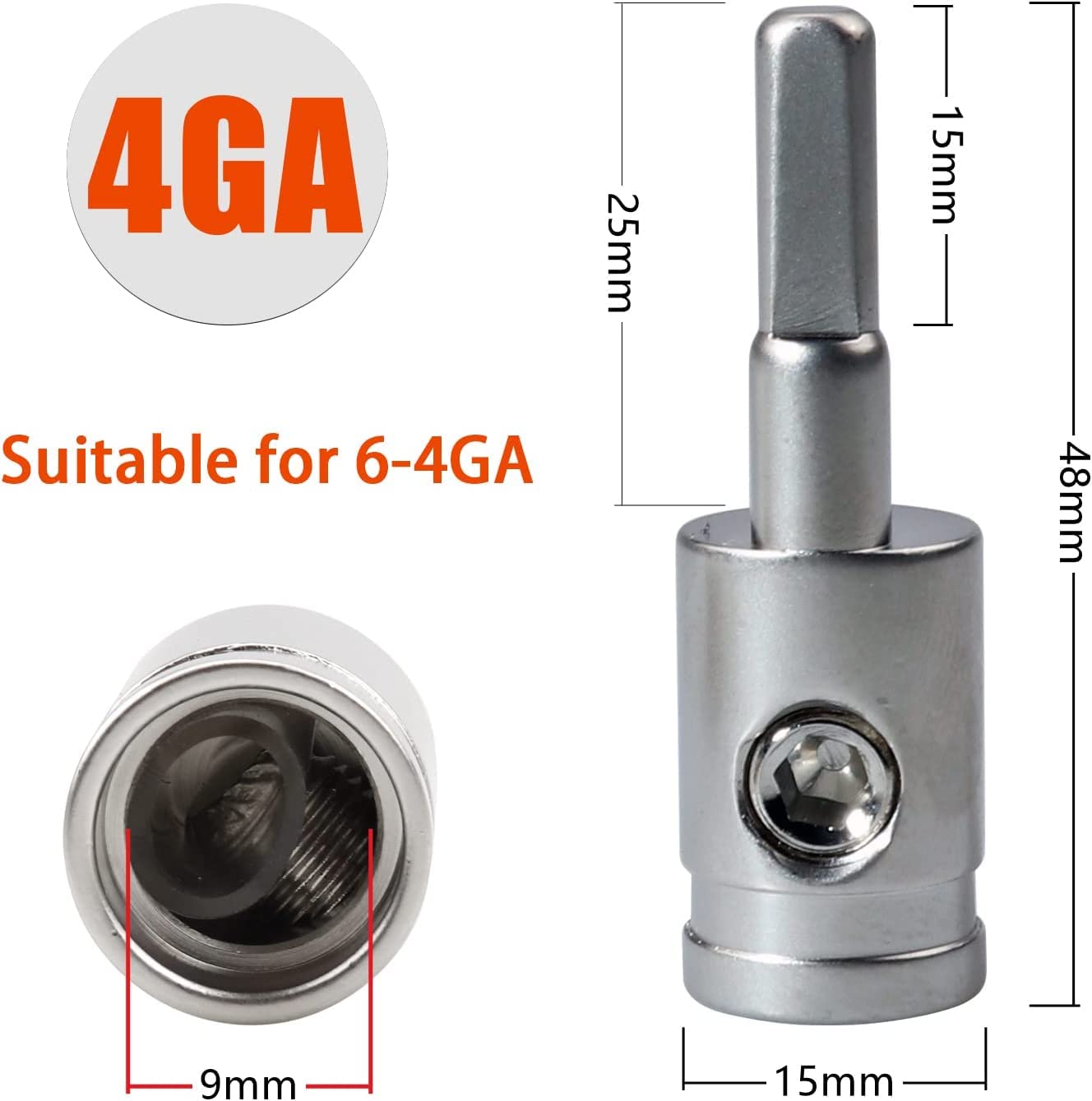 Zookoto 4 Pcs Audio 4 Gauge To 8 Gauge Wire Ga Reducer, For Car Stereo Audio Awg Pin Power Ground Wire Reducer