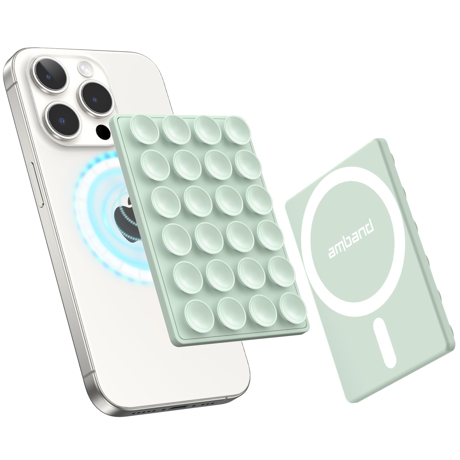 Amband Cute Preppy Stuff Silicone Suction Cup Phone Mount, Detachable Sticky Grip Holder For Magsafe Case, Easy To Use Video Acc