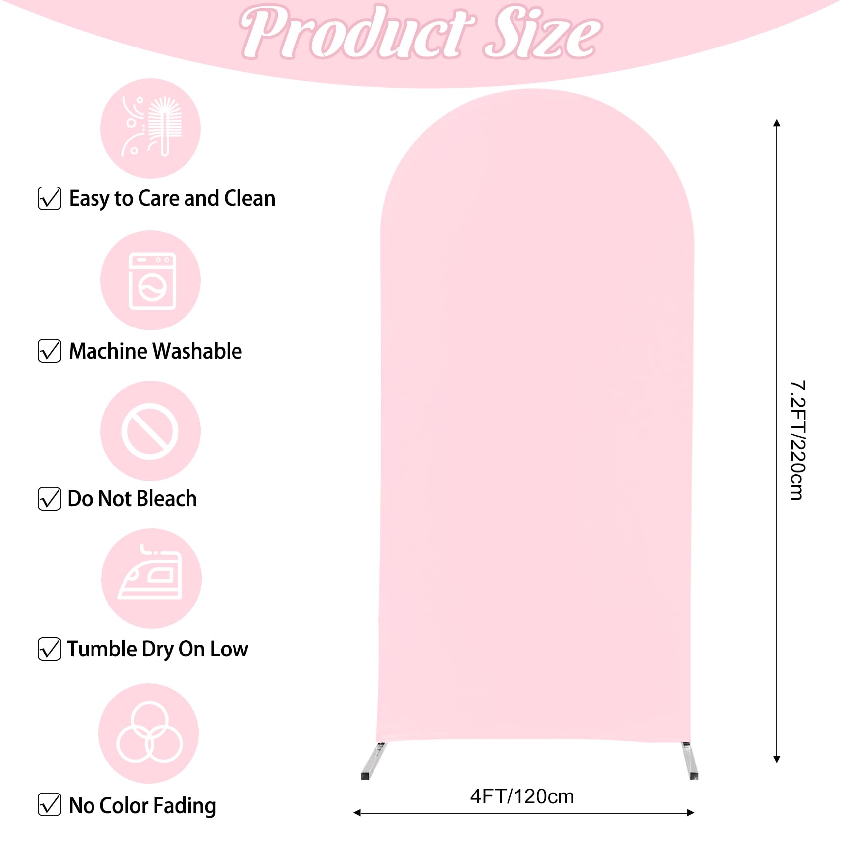 Spandex Fitted Wedding Arch Cover 7.2Ft Pink Arch Backdrop Cover, Round Top Chiara Backdrop Stand Covers For Wedding Birthday Pa