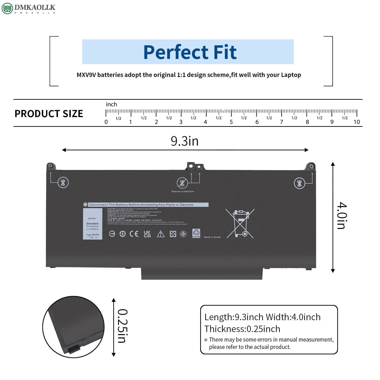 Mxv9V Battery For Dell Latitude 5300 5310 7300 7400 E5300 E5310 E7300 E7400 Series, Latitude 5300 5310 2 In 1,For Dell Inspiron