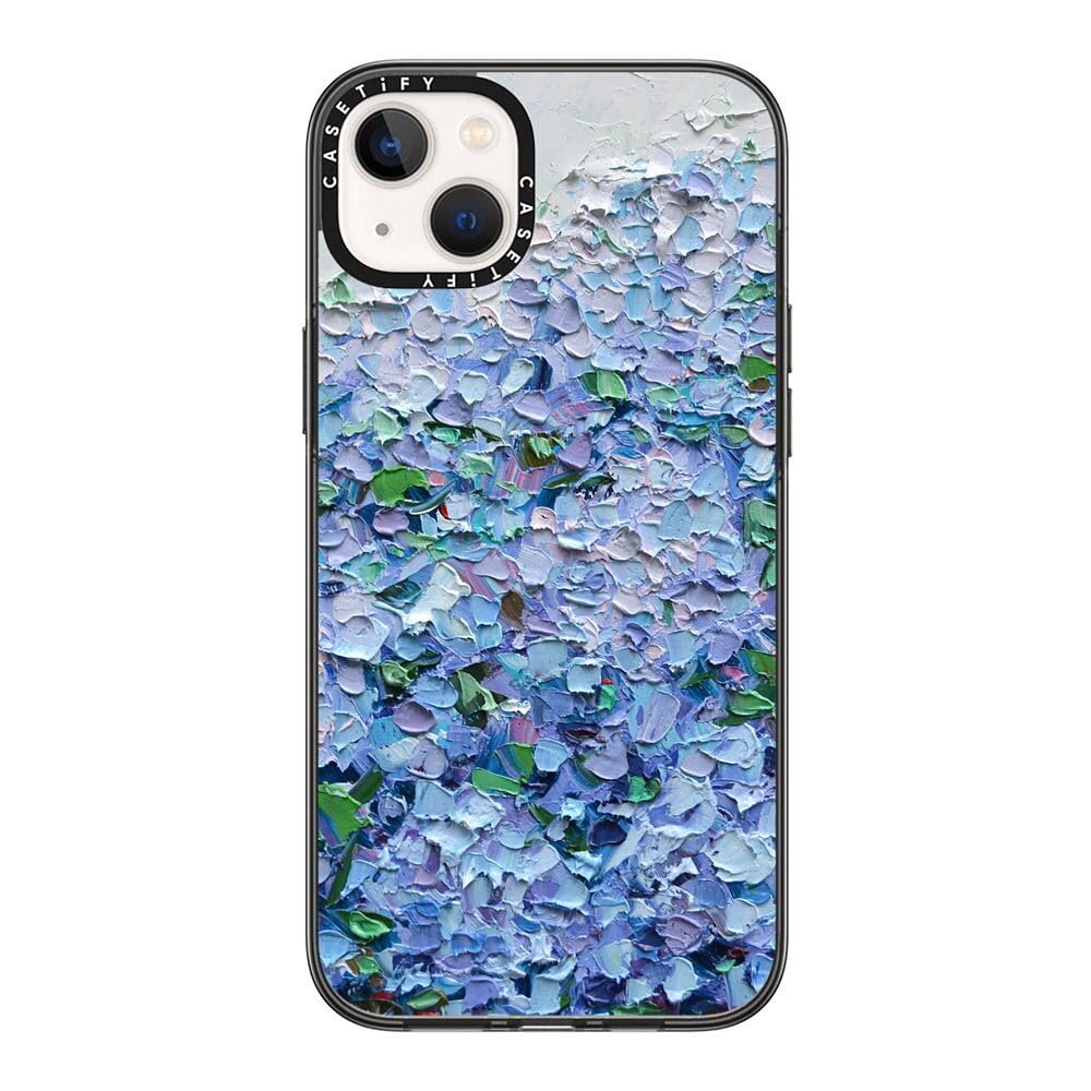 Casetify Compact Iphone 14 Plus Case [2X Military Grade Drop Tested / 4Ft Drop Protection]   Nantucket Blue Hydrangeas   Clear B