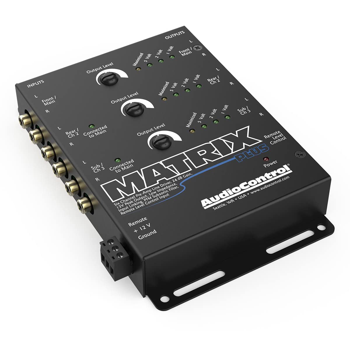 Audiocontrol Matrix Plus Black Six Channel Line Driver With Remote Level Control Input