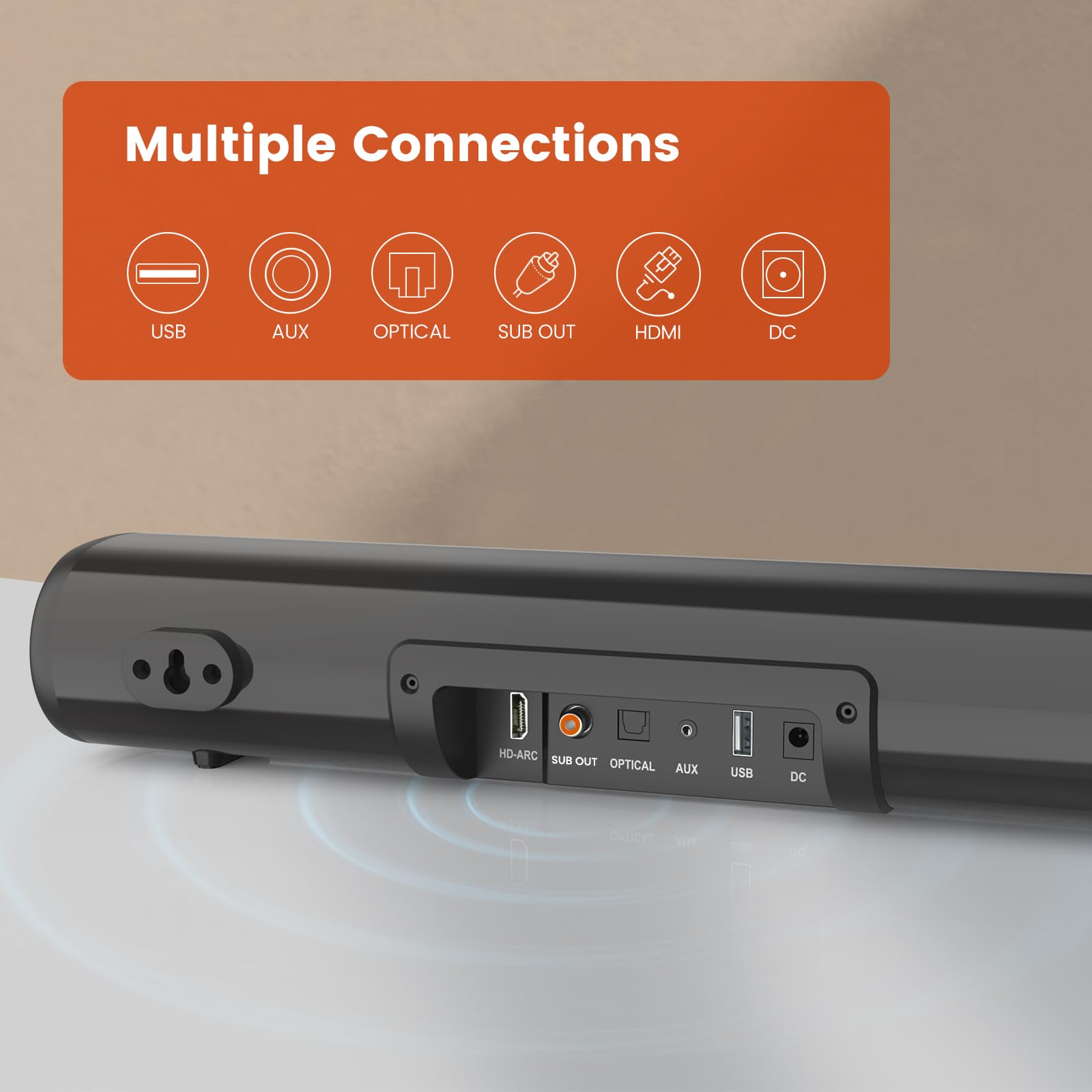 Littoak 2.1 Sound Bar With Subwoofer For Tv, Deep Bass Small Soundbar Tv Speaker Home Theater Surround Sound System, Hdmi/Blueto