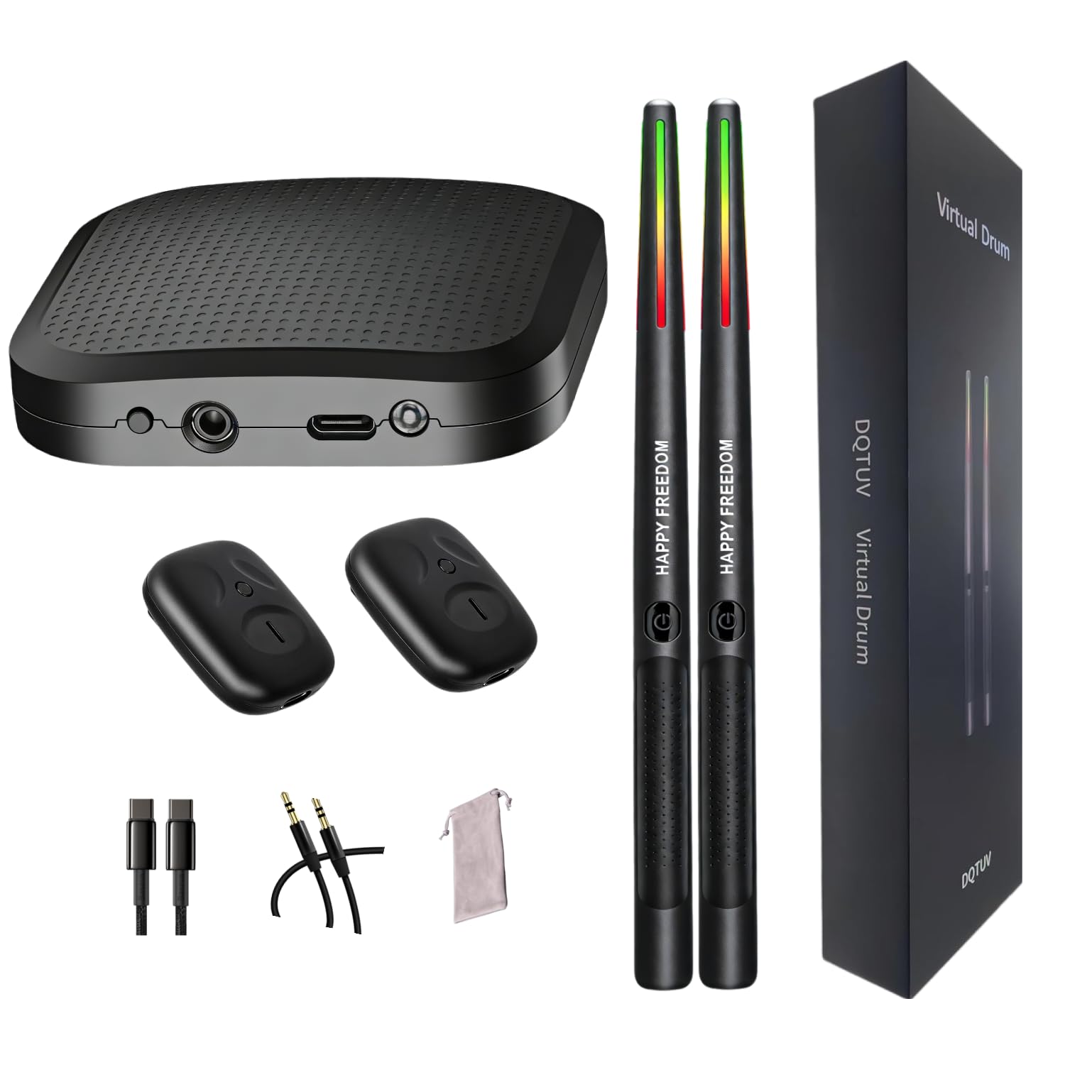 Electronic Drumsticks, Air Drumsticks with Wireless Sensors, Play Drums Anywhere, Portable Digital Drum Sticks for Adults, Gift 