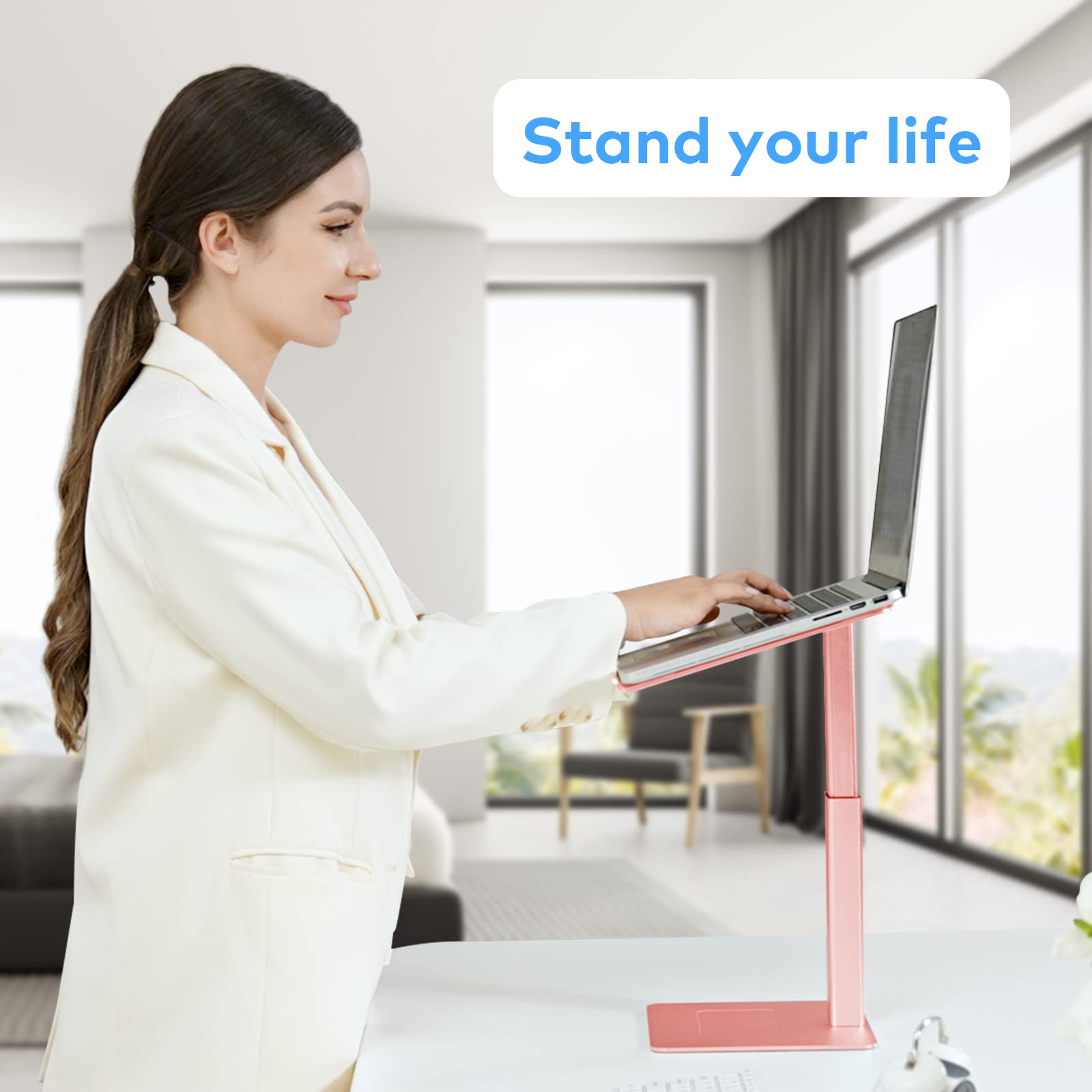 Vecofo Laptop Stand For Desk, Ergonomic Aluminum Laptop Stand Adjustable Height From 7 15'', Sitting And Standing Laptop Riser F