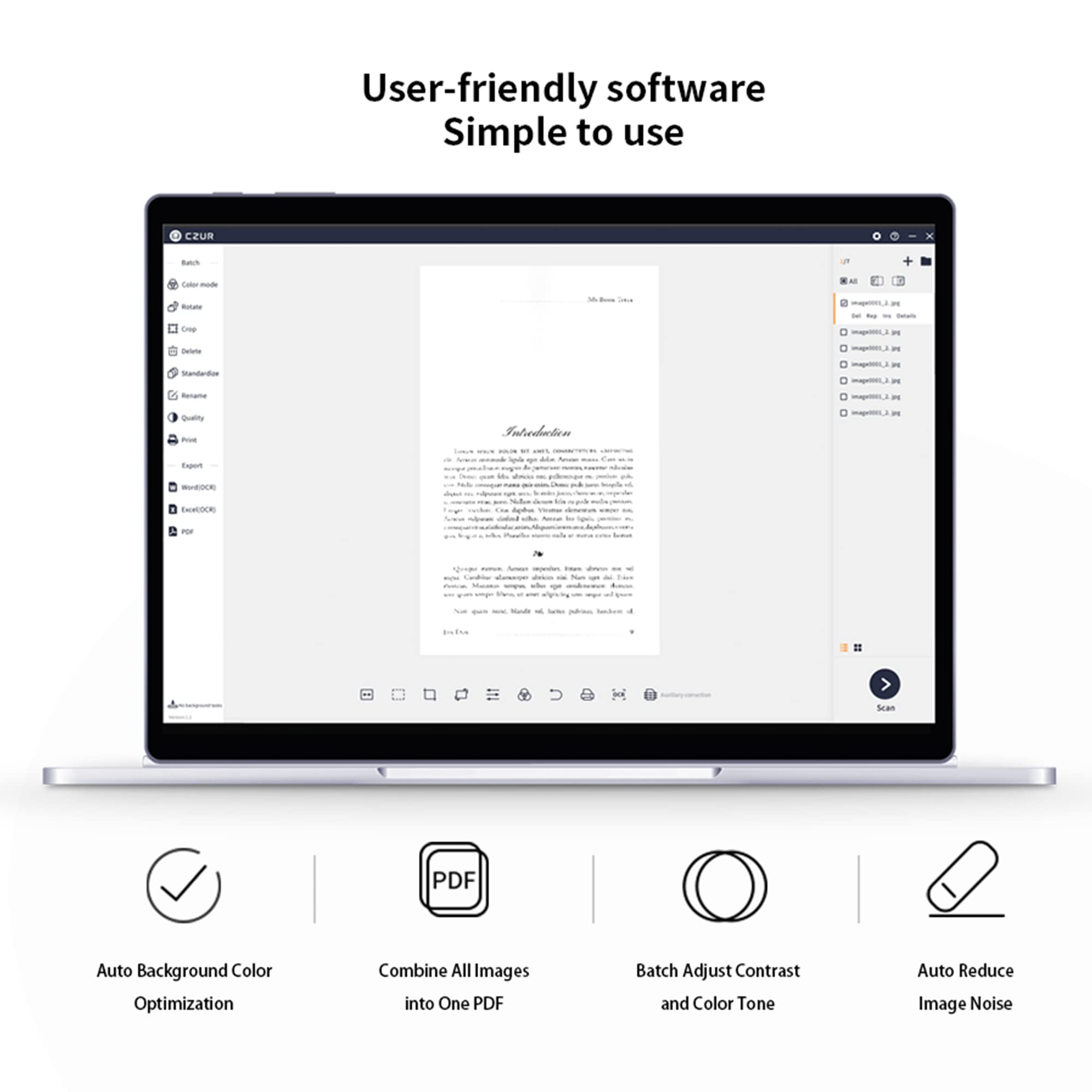 Czur Aura Pro Portable Book Scanner, A3 Document Scanner, Auto Flatten & Fingerprint Removal Technologies, Multi Language Ocr, 9