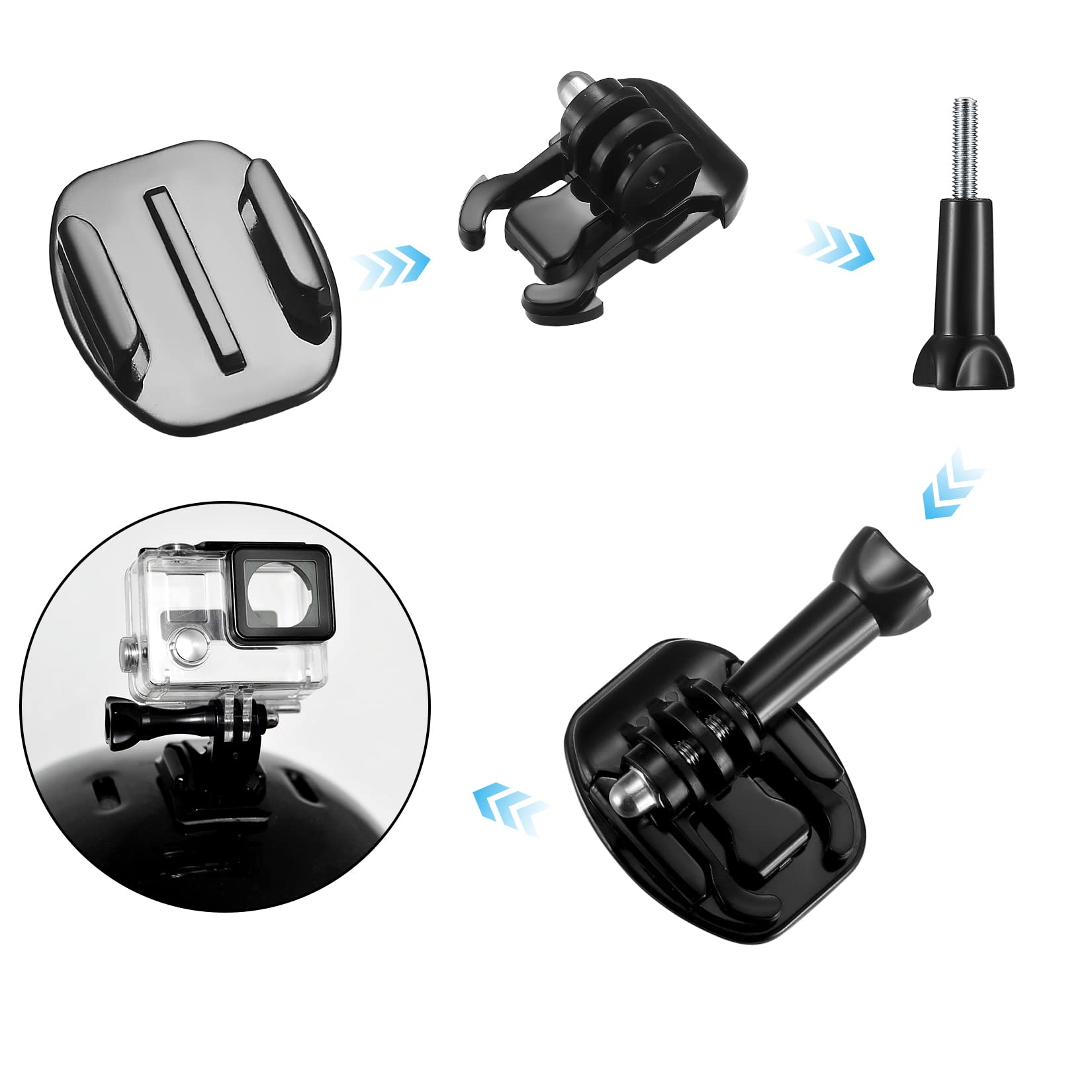 Fulushouxi 18 Set Helmet Adhesive Sticky Mount, Compatible With Gopro Hero 10/9/8/7, Fusion, 6/5/4, Session, Action Camera