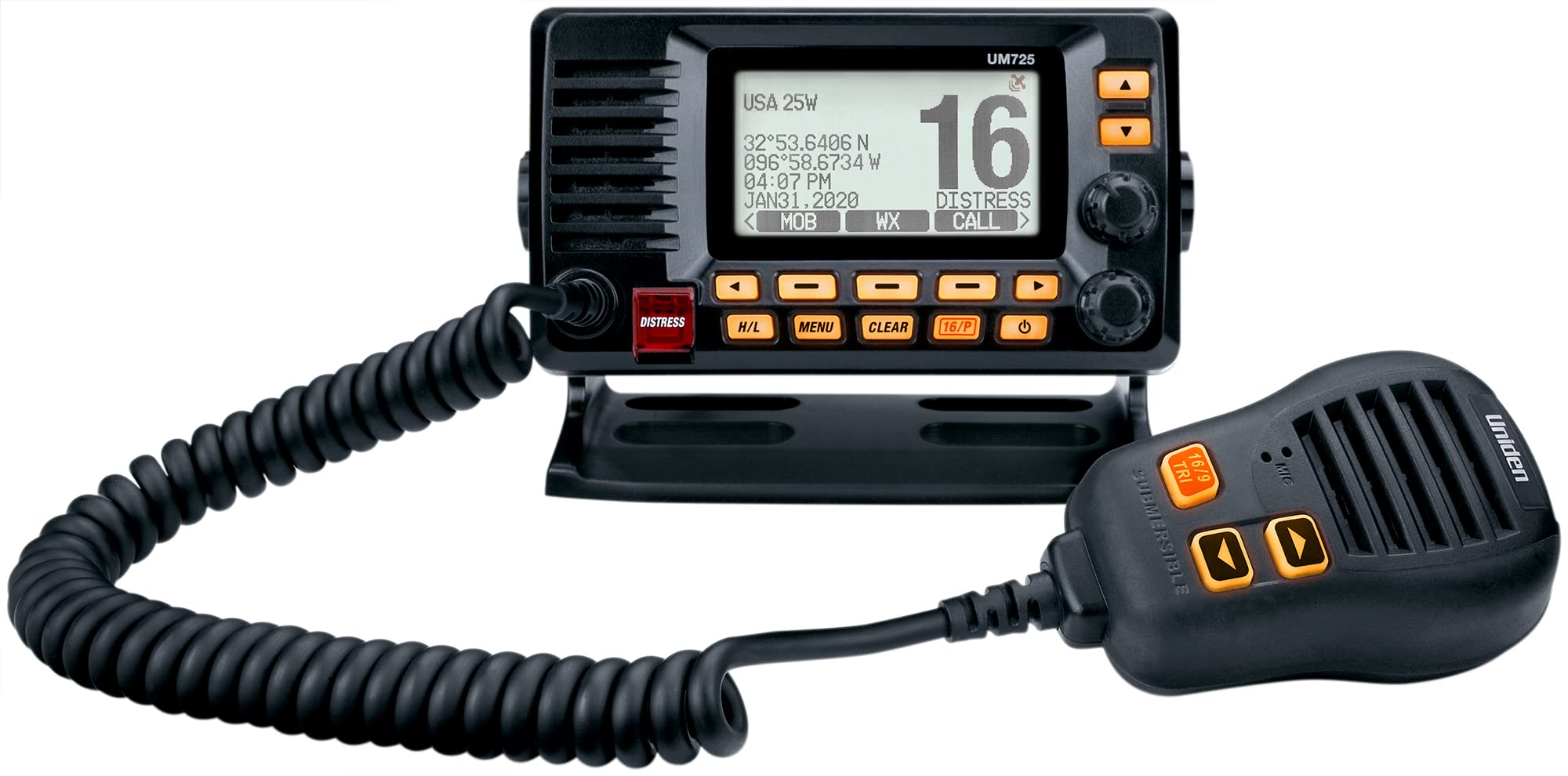 Uniden Um725Bk Marine Vhf Radio, All Usa, Canada, And Int'L. Marine Channels, 1Watt/25Watt Transmit Power, Largest Lcd Screen In