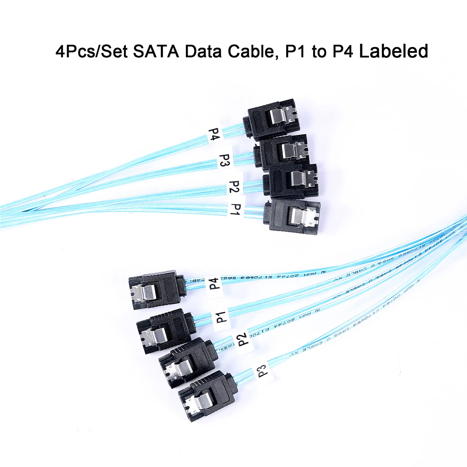 Adcaudx Sata Iii Cable:0.5M, 4Pcs/Set Sata 6Gbps Cable Sata Hdd Ssd Data Cable Replacement For Server Bitcoin Computer Ssd Hdd C