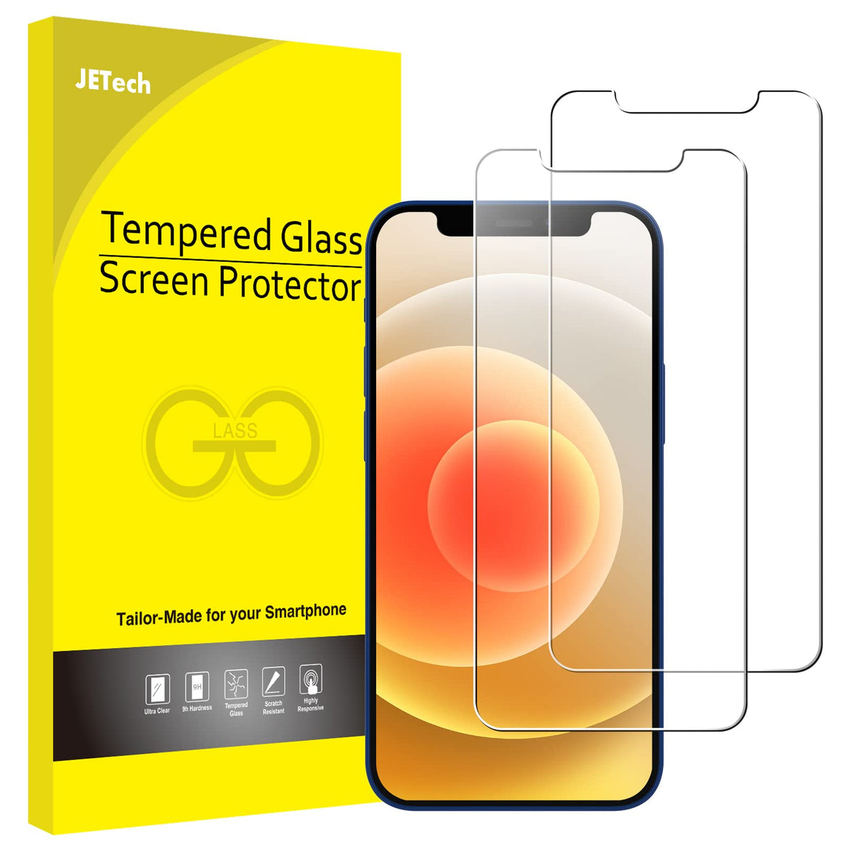 Jetech Screen Protector For Iphone 1212 Pro 61 Inch, Tempered Glass Film, 2 Pack