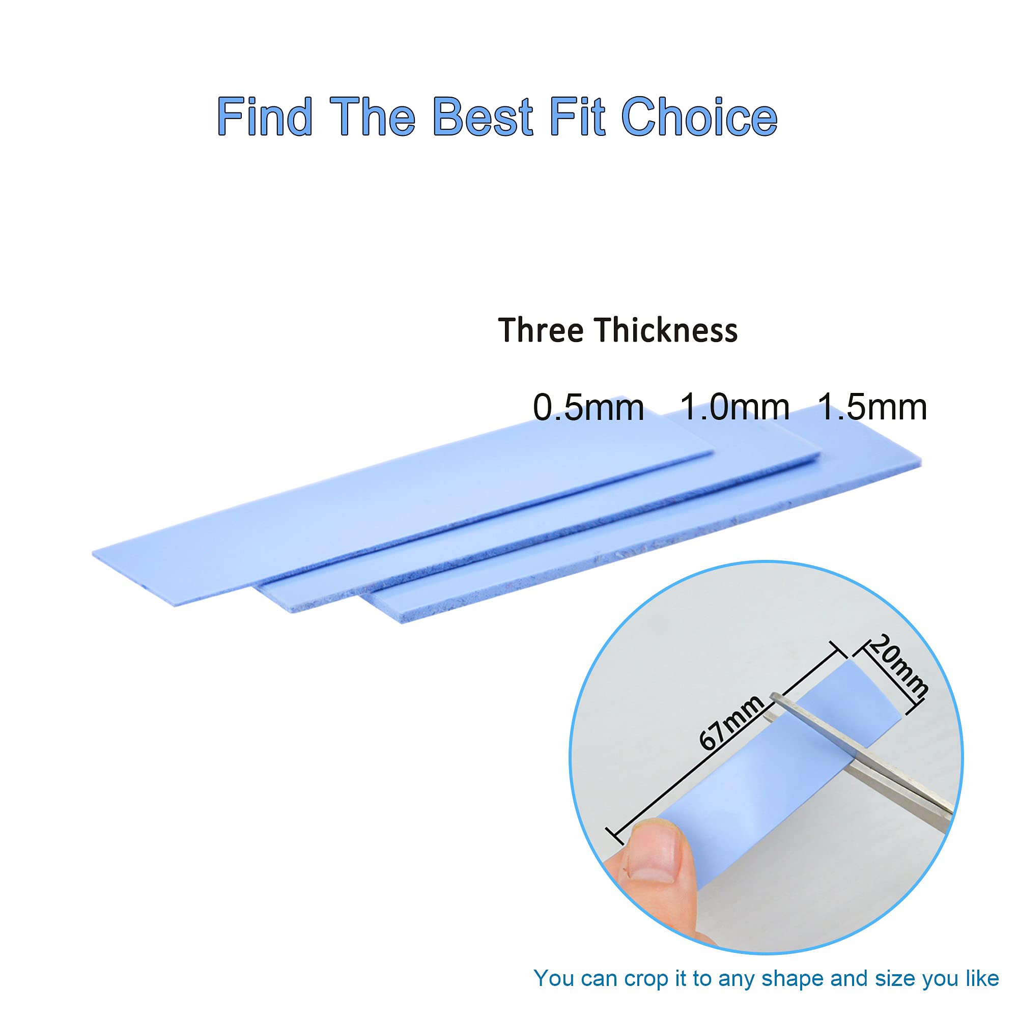 A Adwits [ 6 Pack ] Thermal Conductive Silicone Pads, Soft Safe Simple To Apply For Ssd Cpu Gpu Led Ic Chipset Cooling  Blue
