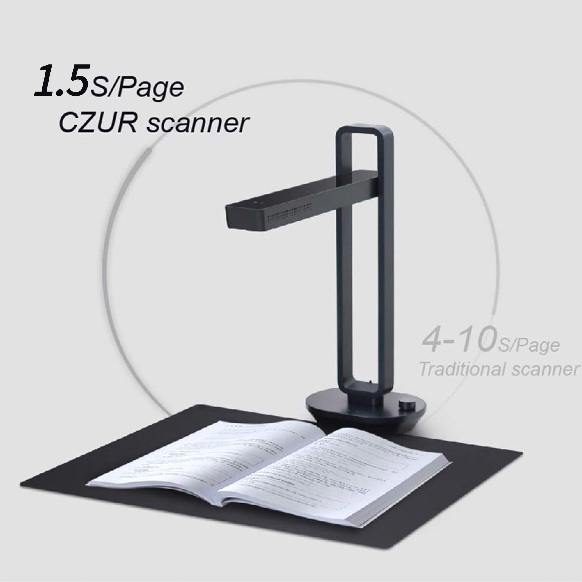 Czur Aura Pro Portable Book Scanner, A3 Document Scanner, Auto Flatten & Fingerprint Removal Technologies, Multi Language Ocr, 9