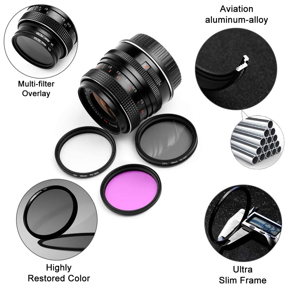 46Mm Filter Kit Universal Uv Cpl Fld Filter Set Uv Protection Filter Circular Polarizing Filter Fluorescent Filter With Lens Cap