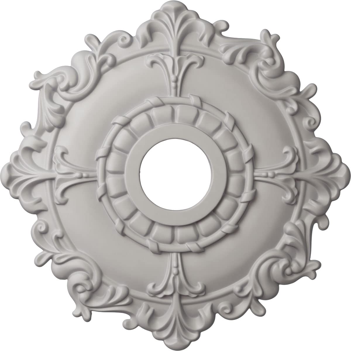 Ekena Millwork Cm18Rluwf Riley Ceiling Medallion, 18''Od X 3 1/2''Id X 1 1/2''P, Ultra Pure White