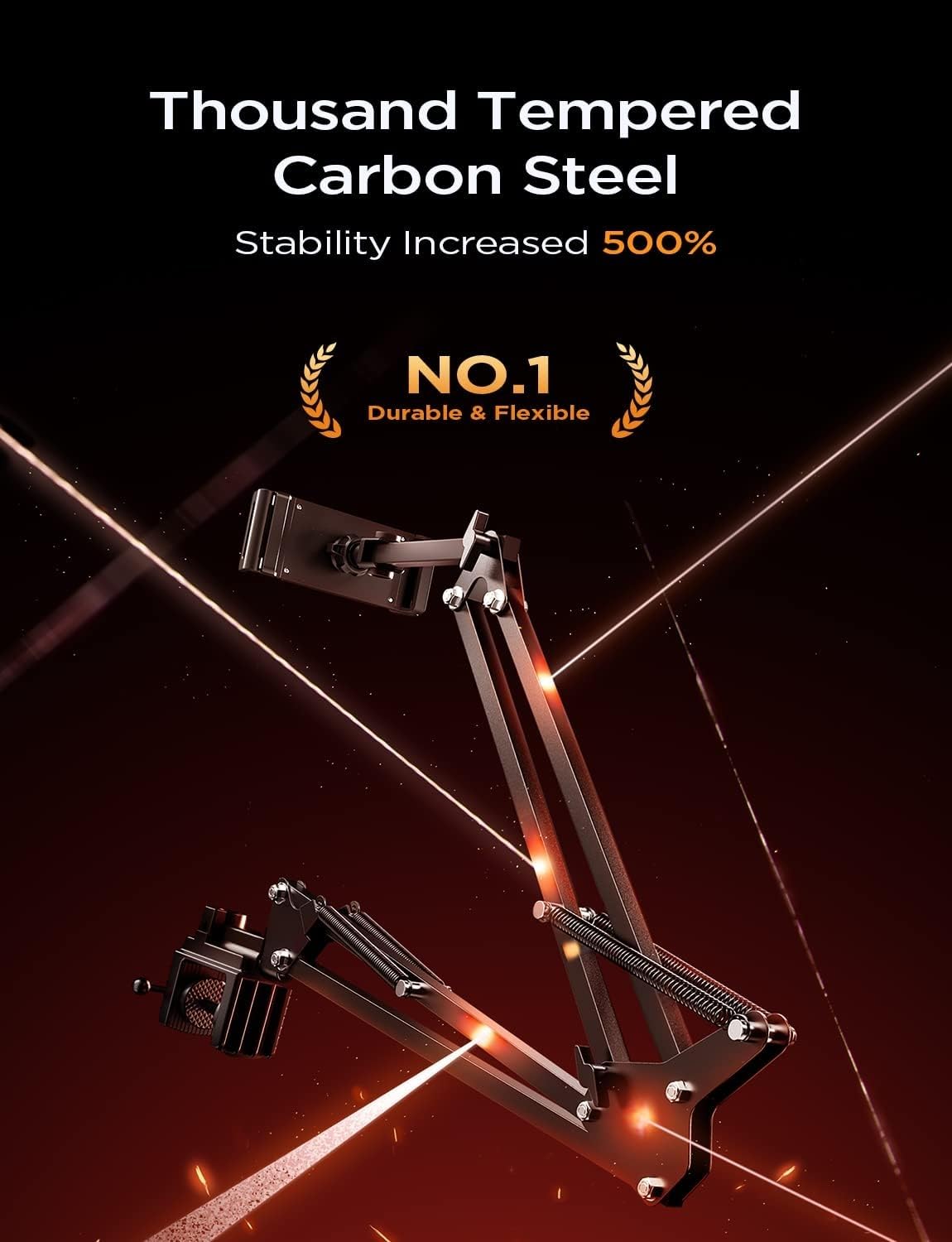 Lisen Tablet Stand Phone Holder Ipad Holder For Desk Mount[Ultra Sturdy] 2 Clamps Kindle Holder For Bed Gooseneck Phone Tablet H