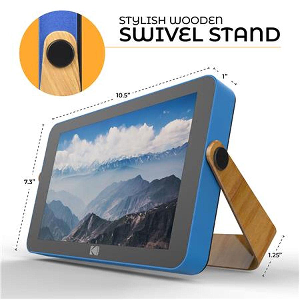 Kodak 10 Inch Smart Touch Screen Rechargeable Digital Picture Frame, Wi Fi Enabled With Hd Photo Display And Music/Video Support