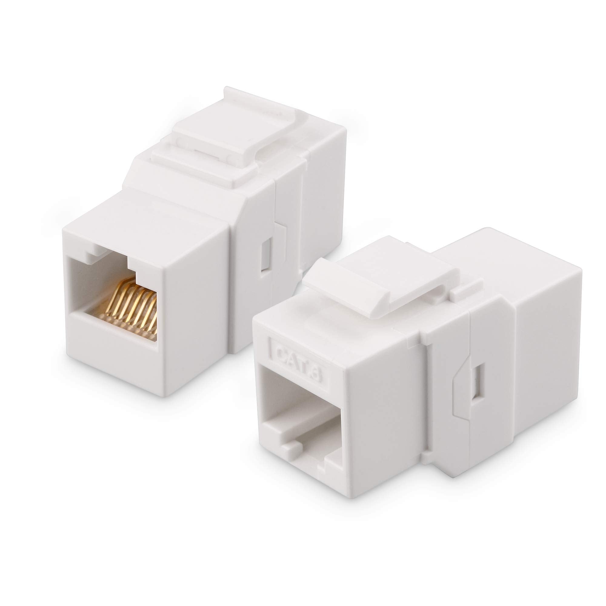 Cable Matters 2 Pack 1 Port Ethernet Wall Plate (Cat6 Wall Plate, Cat5E Ethernet Wall Outlet) In White With White Ethernet Keyst