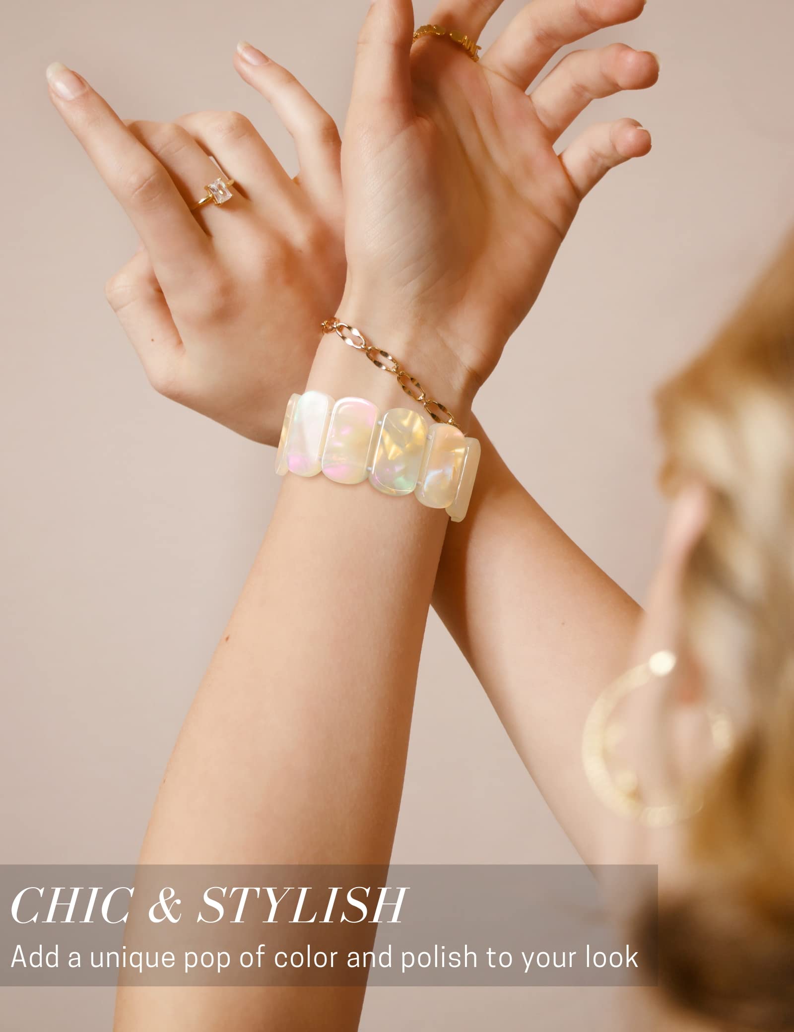 Heesch White Watch Band Compitable With Apple Watch Series Se 7,6,5,4 Band For Women Stretchy Resin Fashion Watch Bracelet Strap