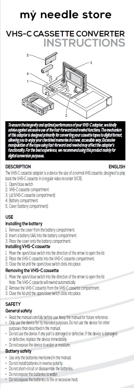 Original Factory Sealed My Needle Store Cassette Adapter For Camcorders Svhs Vhs C To Vhs   Ideal For Vcr Player, Vhs Tapes, Vid