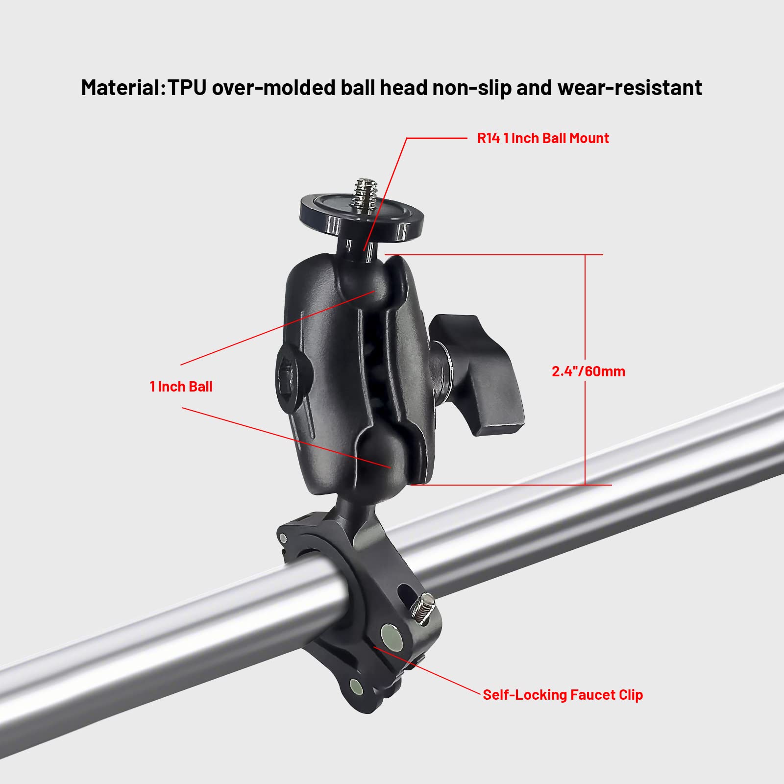 60Mm Double Socket Arm Fast Disassembly Set Compatible With Ram Mount,Suitable For Car Phone Holder(S-L601814)