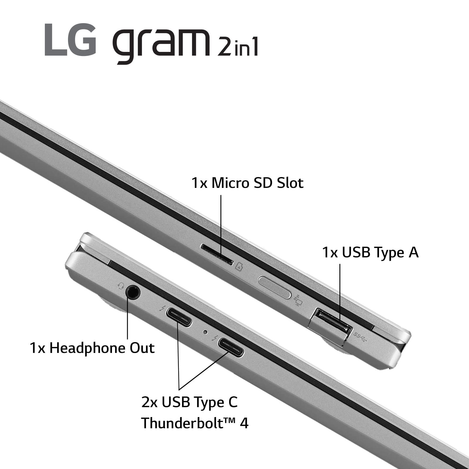 Lg Gram (2022) 16T90Q 2 In 1 Tablet Laptop, 16'' (2560 X 1600) Ips Display, Intel Evo 12Th Gen I7 1260P Processor, 16Gb Lpddr5,