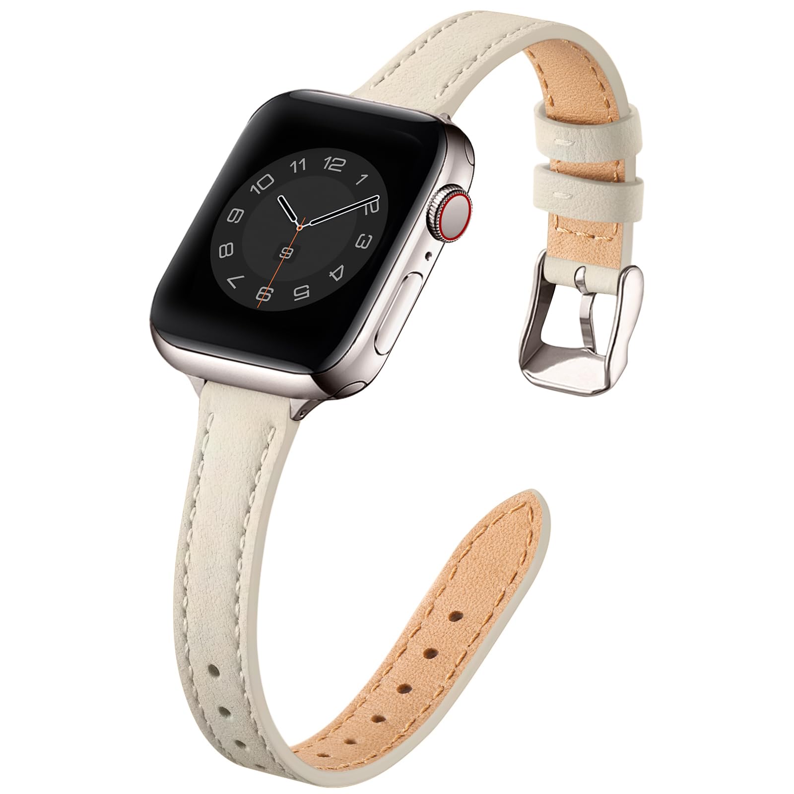 Stiroll Thin Leather Band Compatible With Apple Watch 38Mm 40Mm 41Mm 42Mm 44Mm 45Mm 49Mm, Top Grain Leather Watch For Iwatch Ult